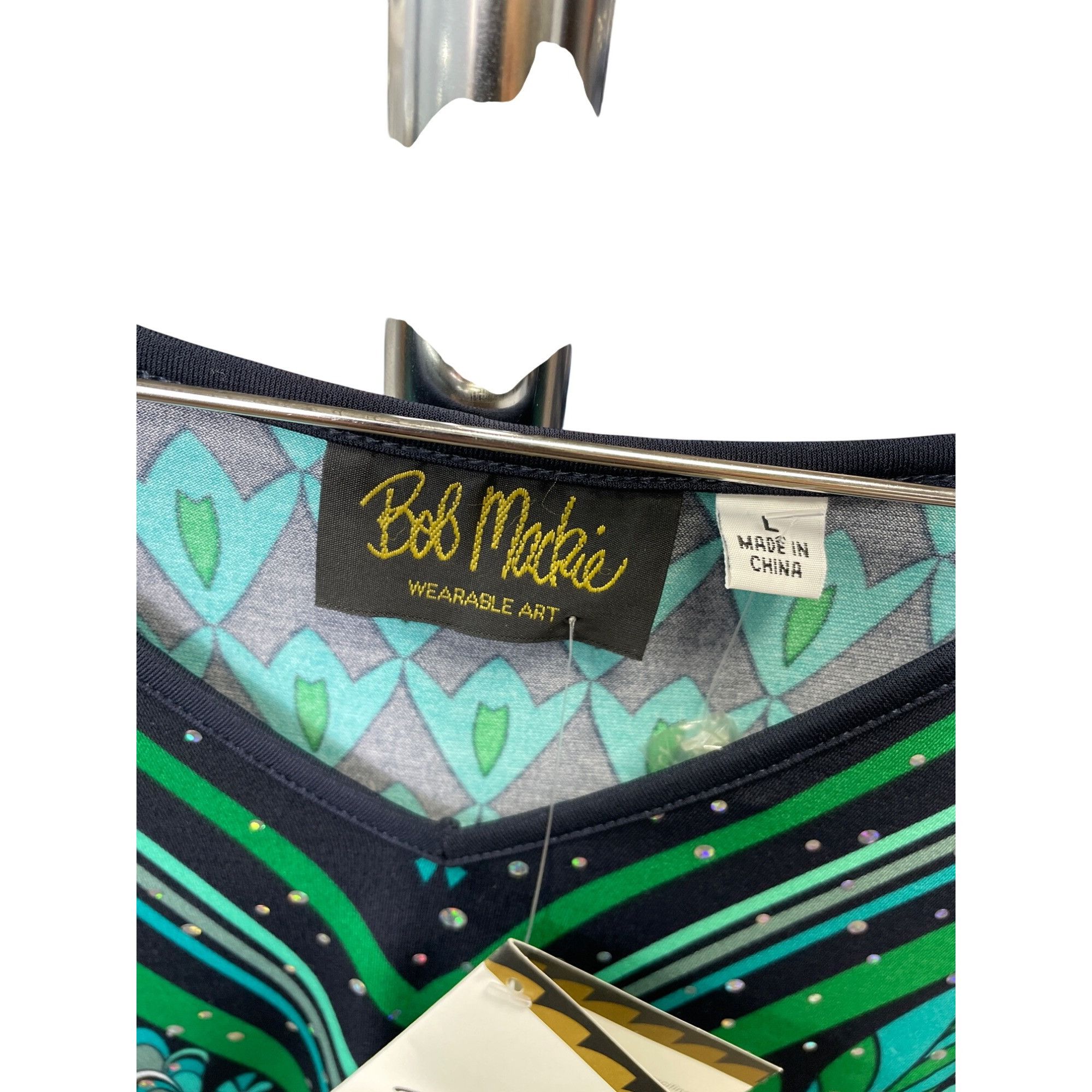 Bob Mackie Bob Mackie Wearable Art Womens Green & Black Floral Blouse S Size L / US 10 / IT 46 - 2 Thumbnail