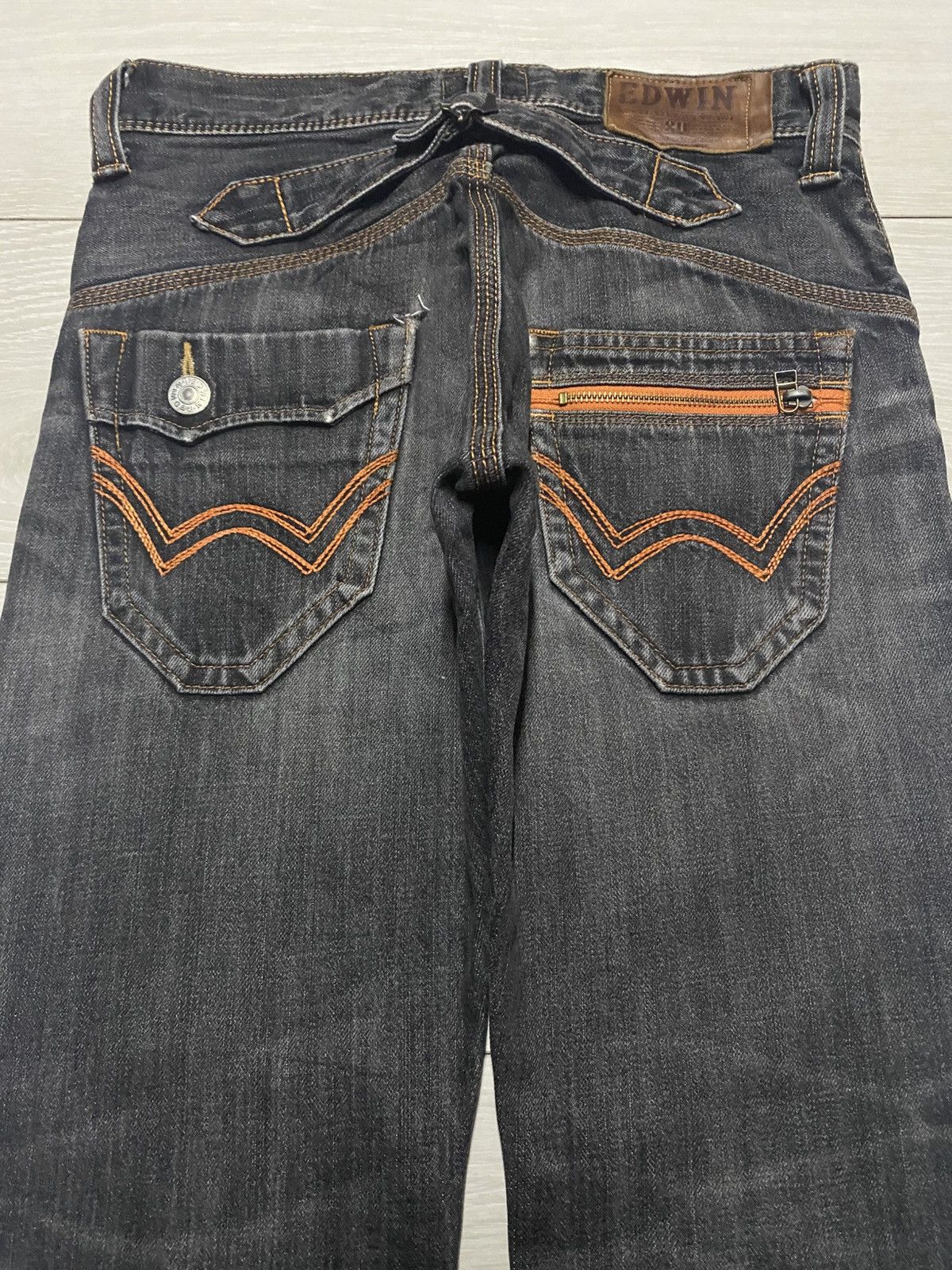 Edwin Japanese Edwin Xv Black Denim Buckle Back Loose Jeans Size US 30 / EU 46 - 4 Thumbnail