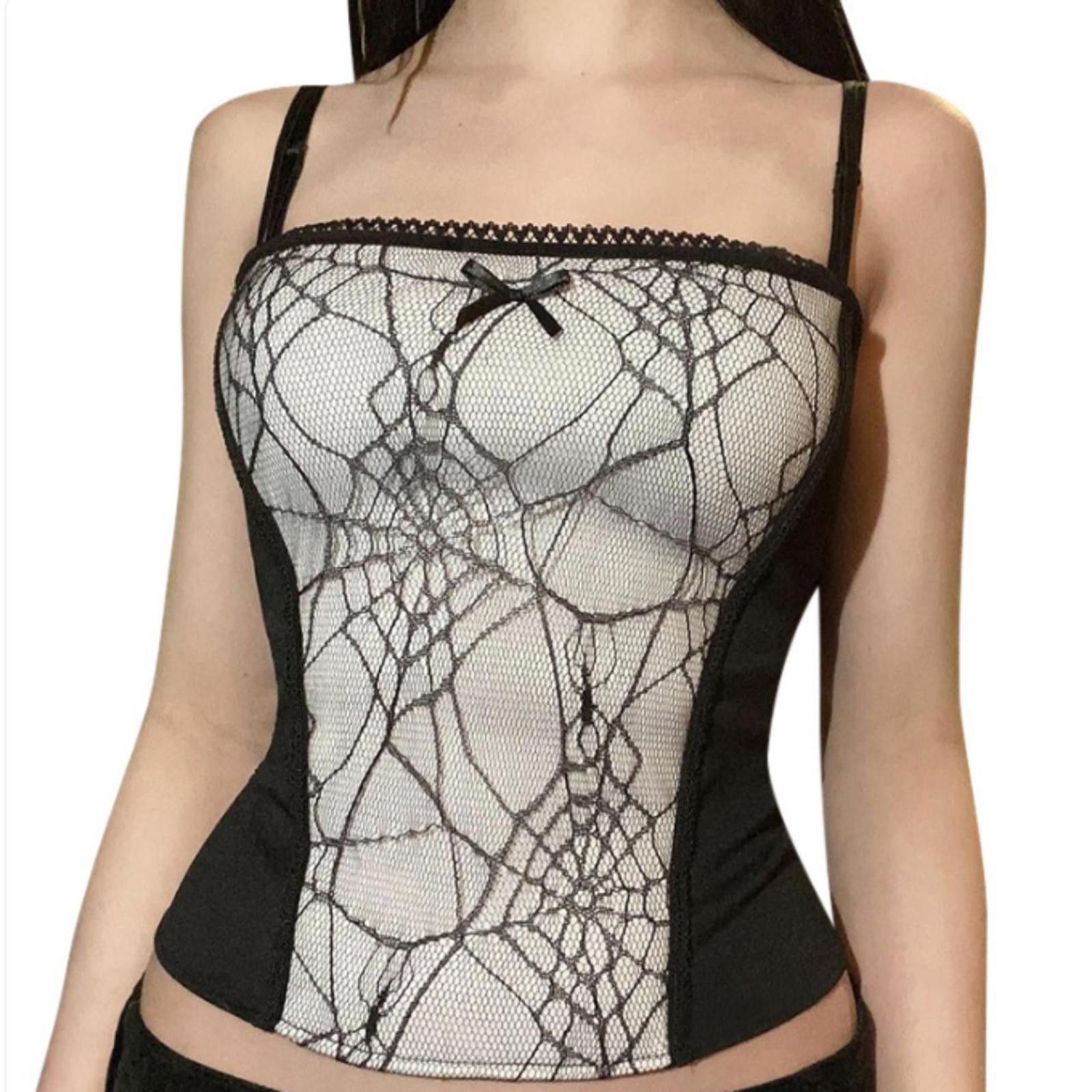 Other Spider Web Corset Tank Top White Corset Style Shirt 🕸️🕷️ Size S / US 4 / IT 40 - 1 Thumbnail