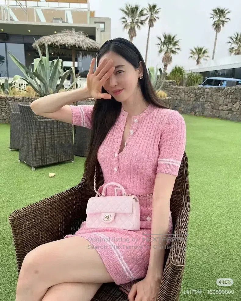 Chanel Chanel 22P pink knitted short-sleeved dress Size XXS / US 00 / IT 34 - 2 Thumbnail