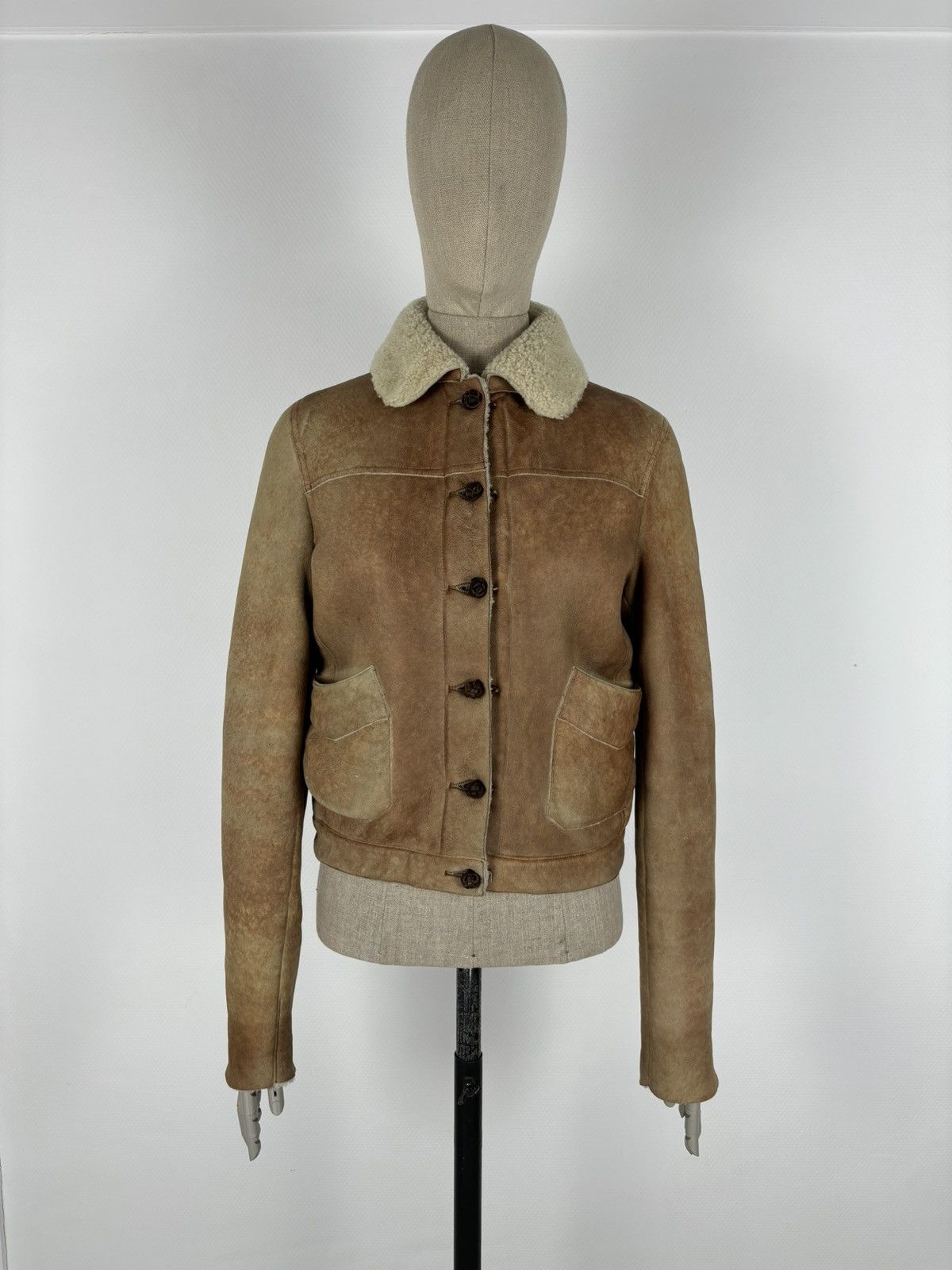 Miu Miu PRADA Sheepskin Dyed Fur Leather Coat Aviator Jacket Bomber Size M / US 6-8 / IT 42-44 - 2 Thumbnail