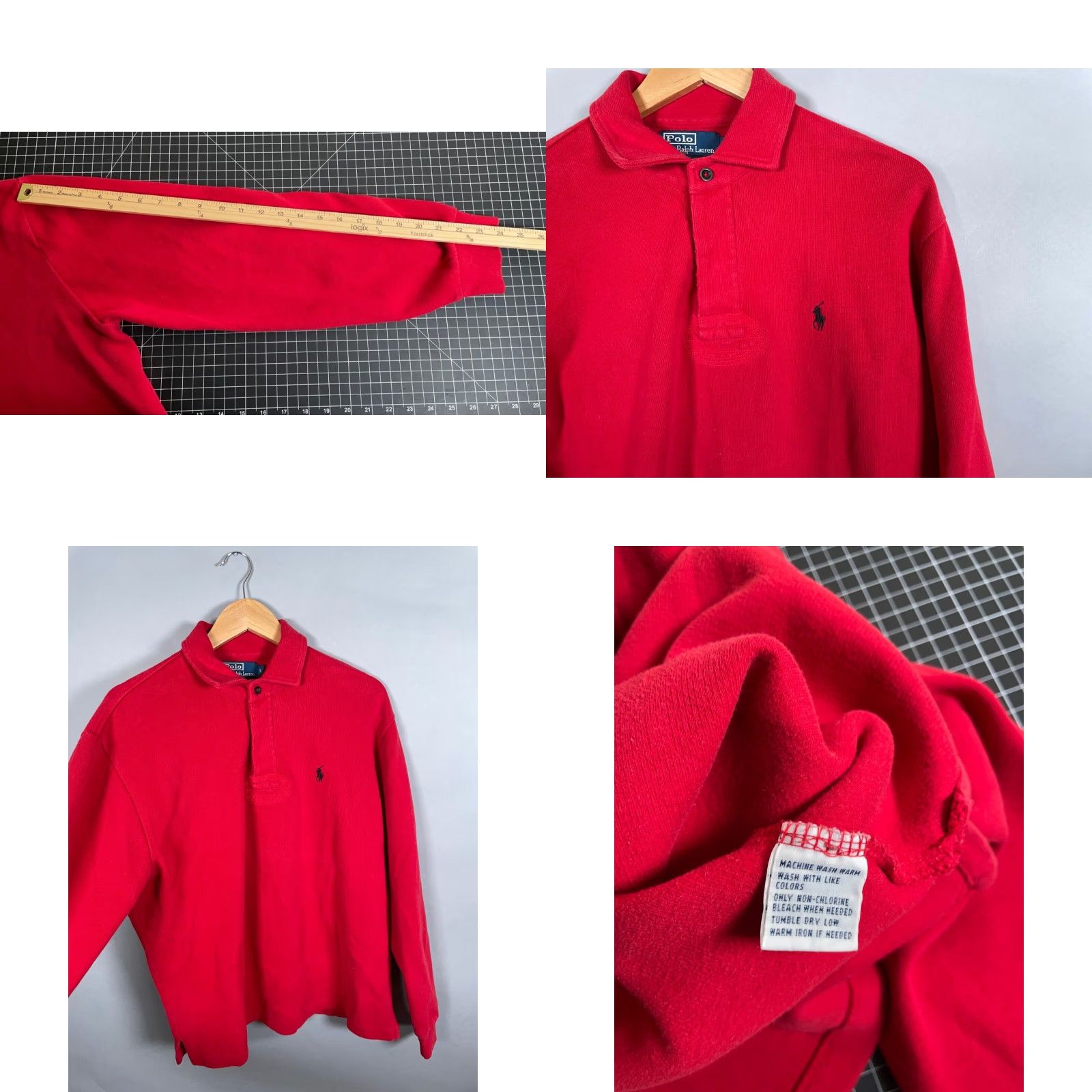 Polo Ralph Lauren VINTAGE Polo Ralph Lauren Cotton Sweater Shirt Adult Large Red Button Neckline Size US L / EU 52-54 / 3 - 8 Thumbnail