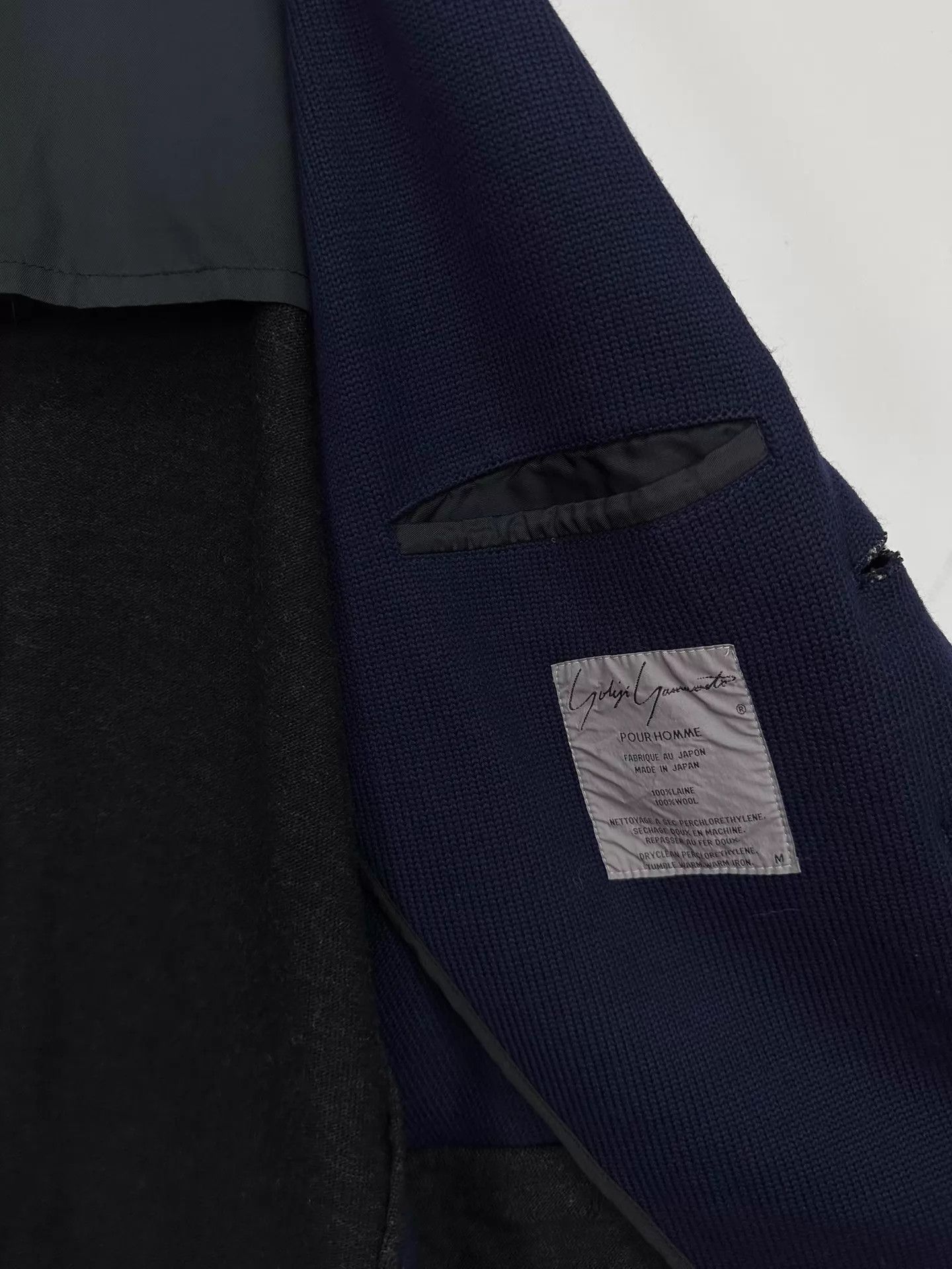 Yohji Yamamoto Yohji Yamamoto 80s Indigo & Black-Gray Knit Panel Jacket Size US M / EU 48-50 / 2 - 6 Thumbnail