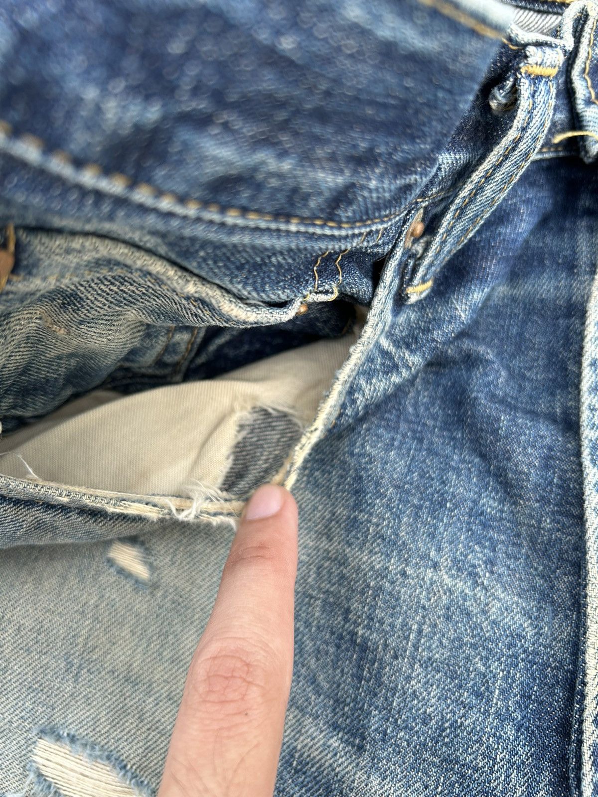 Kapital Vintage Joe McCoy Selvedge Thrashed Repair Denim Jeans Size US 30 / EU 46 - 14 Thumbnail