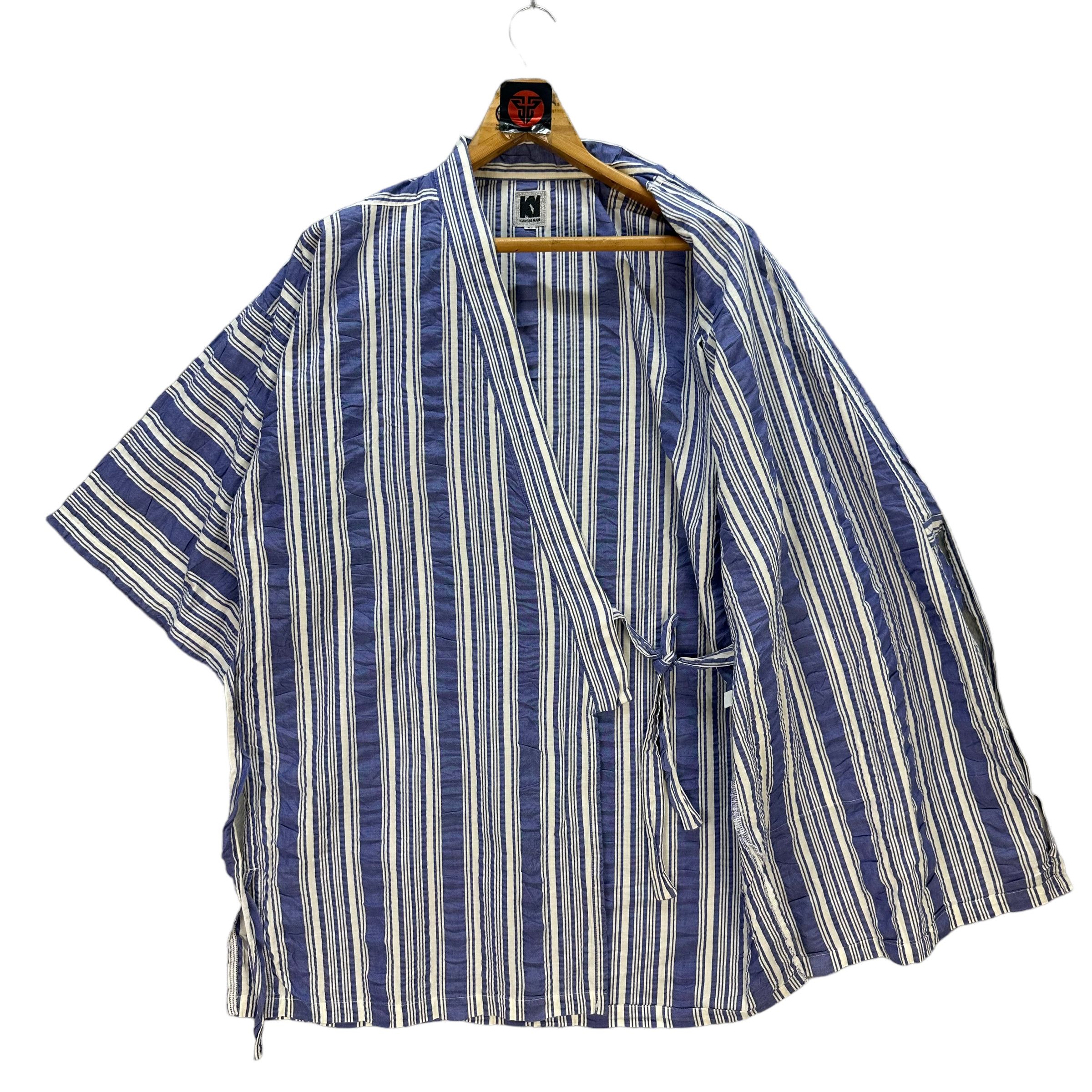 Kansai Yamamoto RARE🔥 VINTAGE KANSAI MAN STRIPED KIMONO JACKET #7558-153 Size US L / EU 52-54 / 3 - 8 Thumbnail