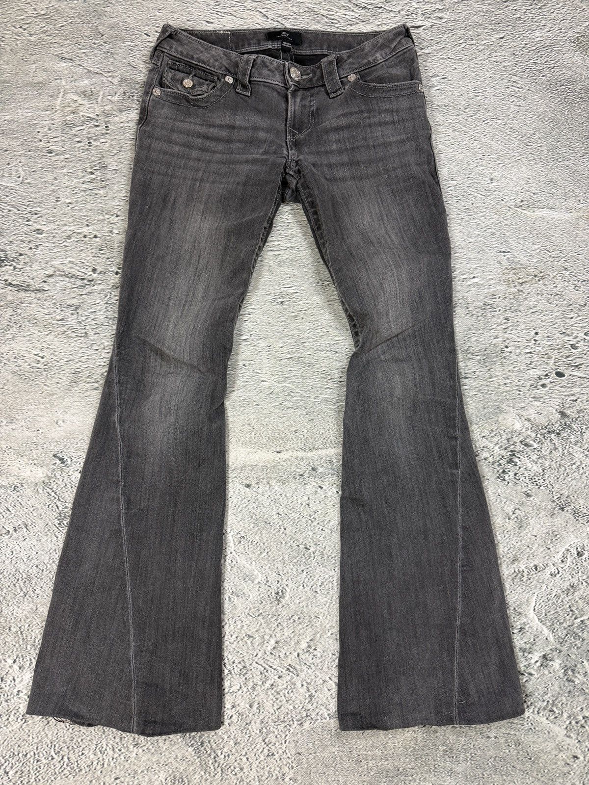 True Religion jeans grey thick stitching Joey flared