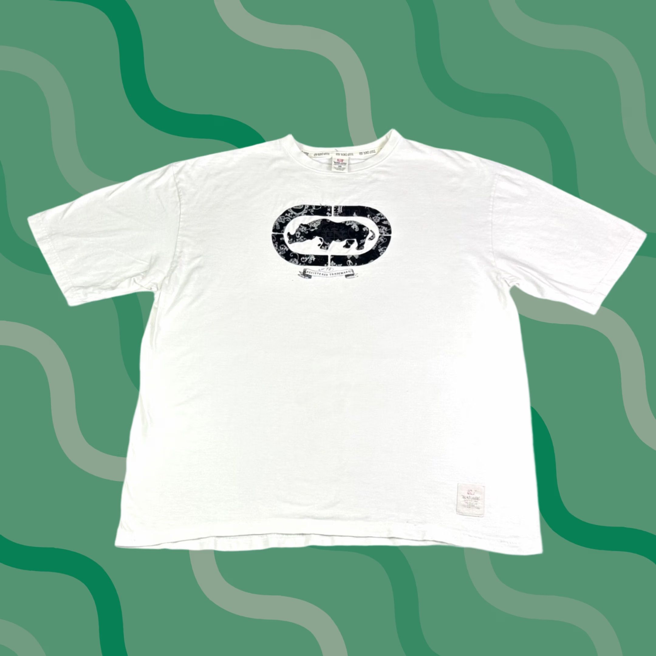 Ecko Unltd. VINTAGE Ecko Unltd White Rhino Logo Paisley Graphic T-Shirt 2XL 00s Mens Size US XXL / EU 58 / 5 - 1 Thumbnail
