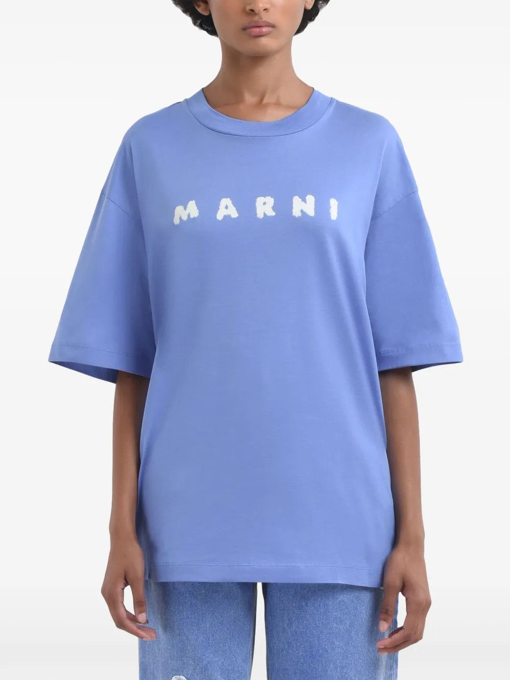 Marni o1w1db10426 Logo-Print Cotton T-Shirt in White Size L / US 10 / IT 46 - 3 Thumbnail