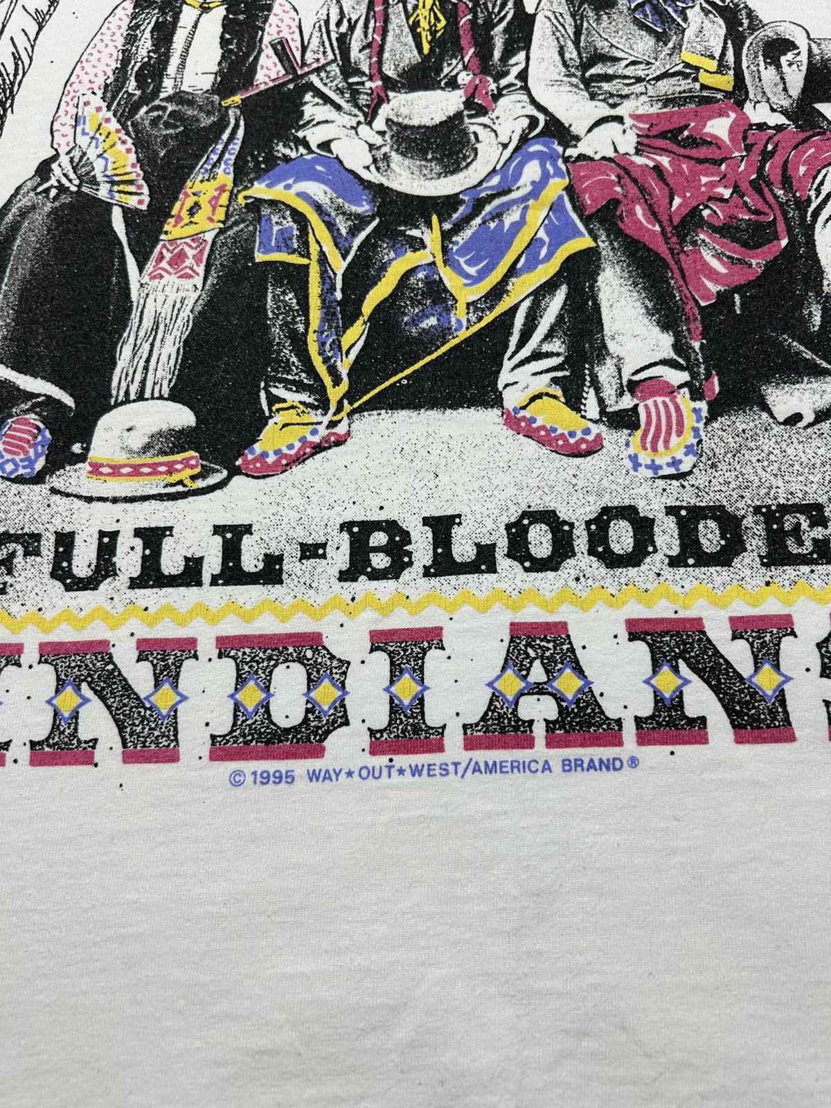 Vintage Rare Vintage 1995 Full Blooded Indians American T-Shirt Size US XL / EU 56 / 4 - 5 Thumbnail