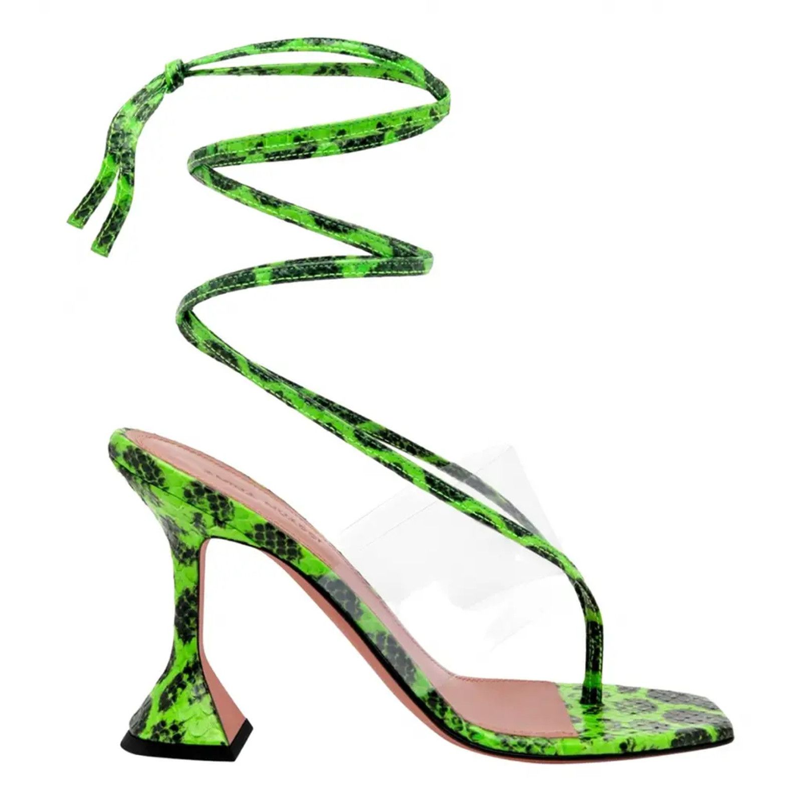 Amina Muaddi Zula Ayer Snake Thong PVC Lace Up Tie Sandal Heel Pump 36.5 Size US 6.5 / IT 36.5 - 1 Thumbnail