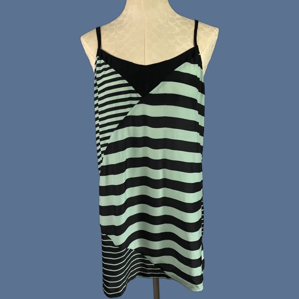 Urban Outfitters VINTAGE Large Silence + Noise Urban Outfitters Slip Dress Women's Stripe Moss Sheer Size L / US 10 / IT 46 - 1 Thumbnail