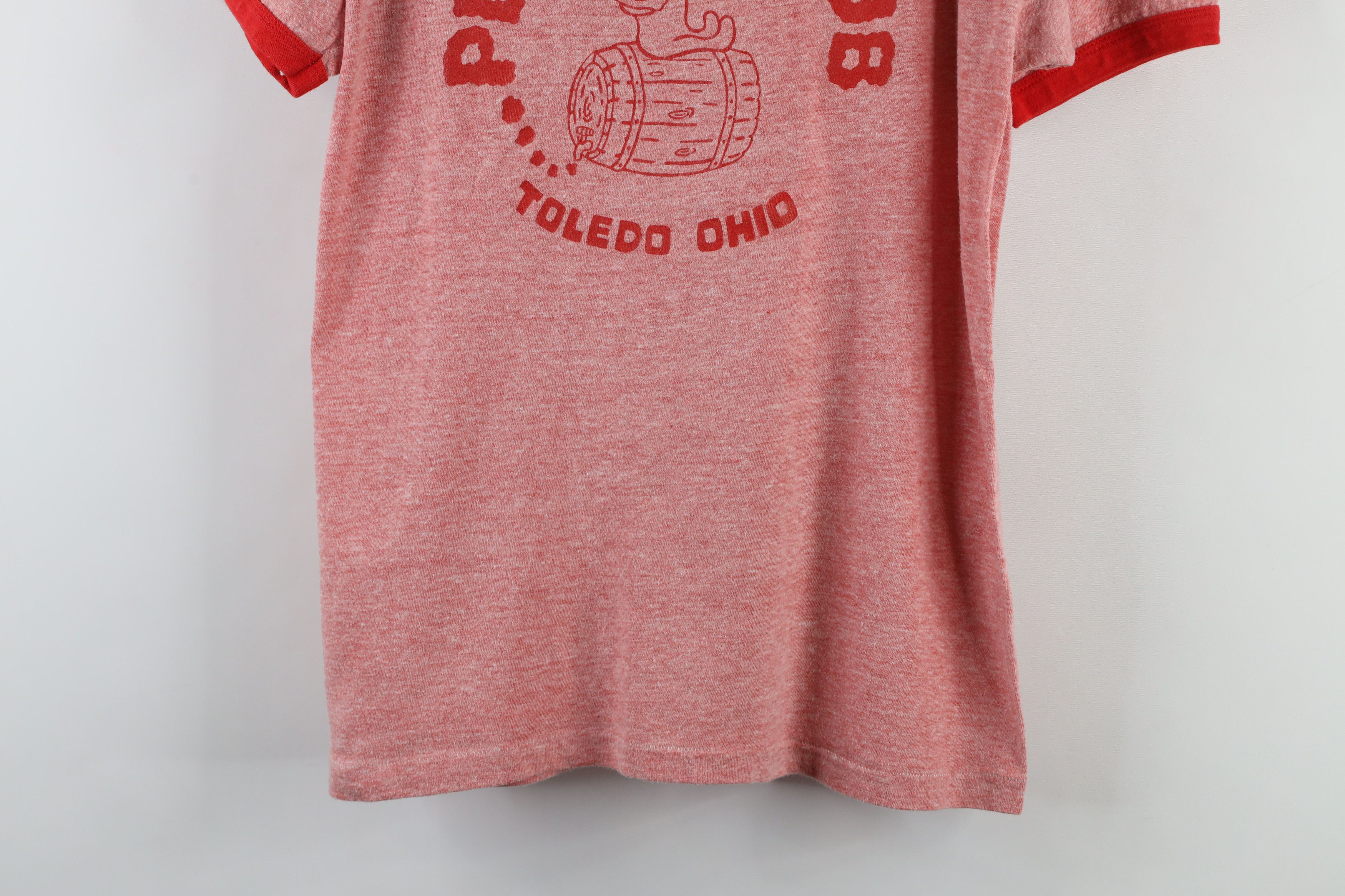 Hanes × Vintage Vintage 70s Hanes Toledo Ohio Ringer T-Shirt Heather Red USA Size US L / EU 52-54 / 3 - 3 Thumbnail