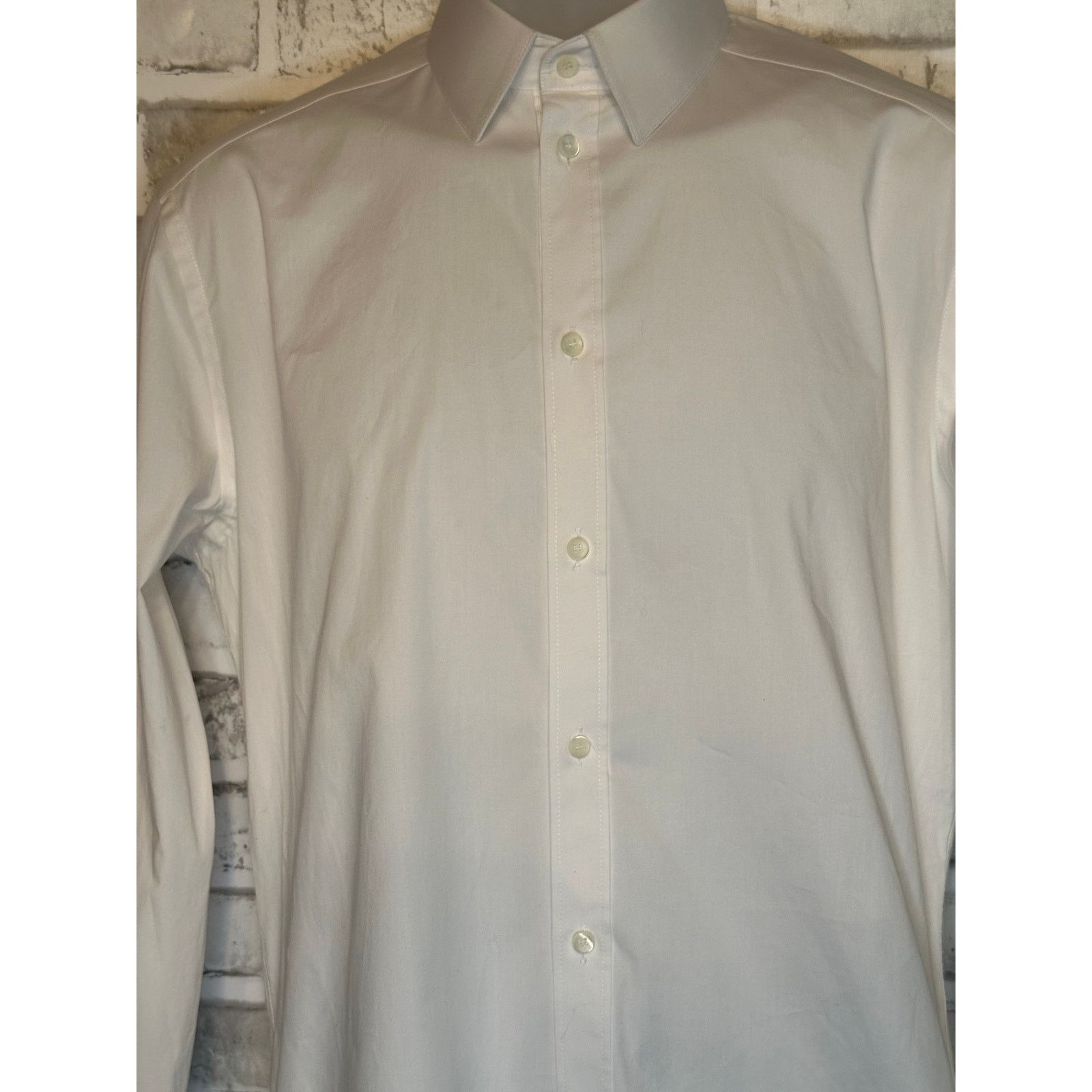 Dolce & Gabbana White Stretch Poplin Gold-Fit Slim Fit Dress Shirt size 15.5 Size US M / EU 48-50 / 2 - 4 Thumbnail