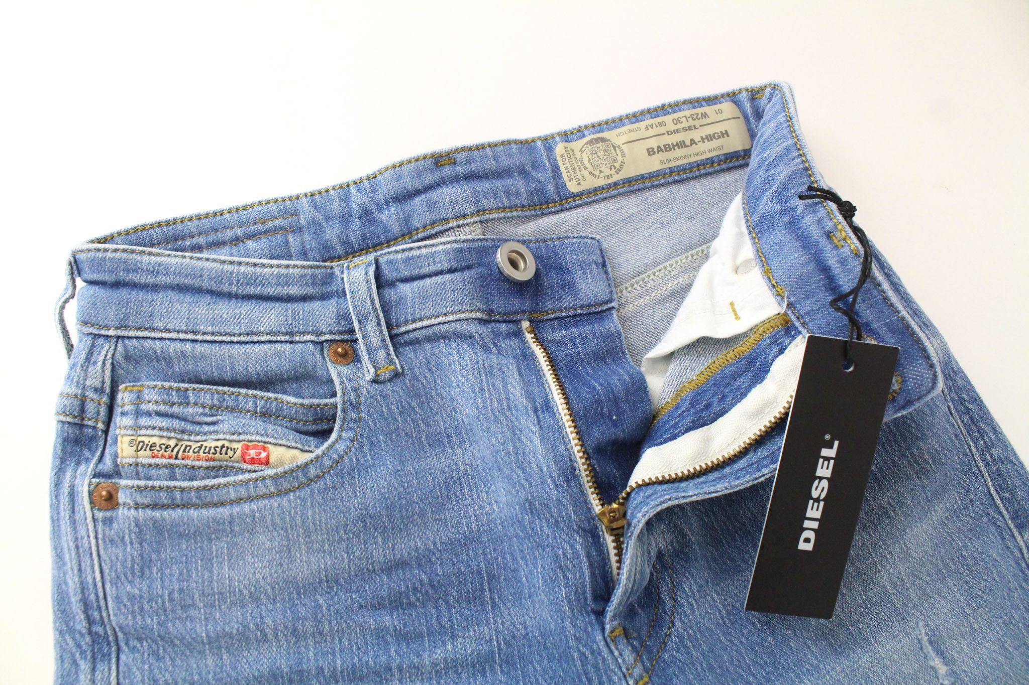 Diesel BABHILA-HIGH 081AF W23/L30 Girls Blue Stretch Jeans 69985 Size 23" - 4 Thumbnail