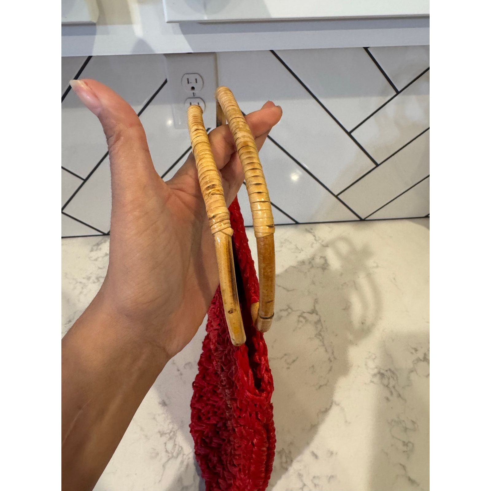 Bugatti Vintage Bugatti red paper woven wooden rattan handles Size ONE SIZE - 8 Thumbnail