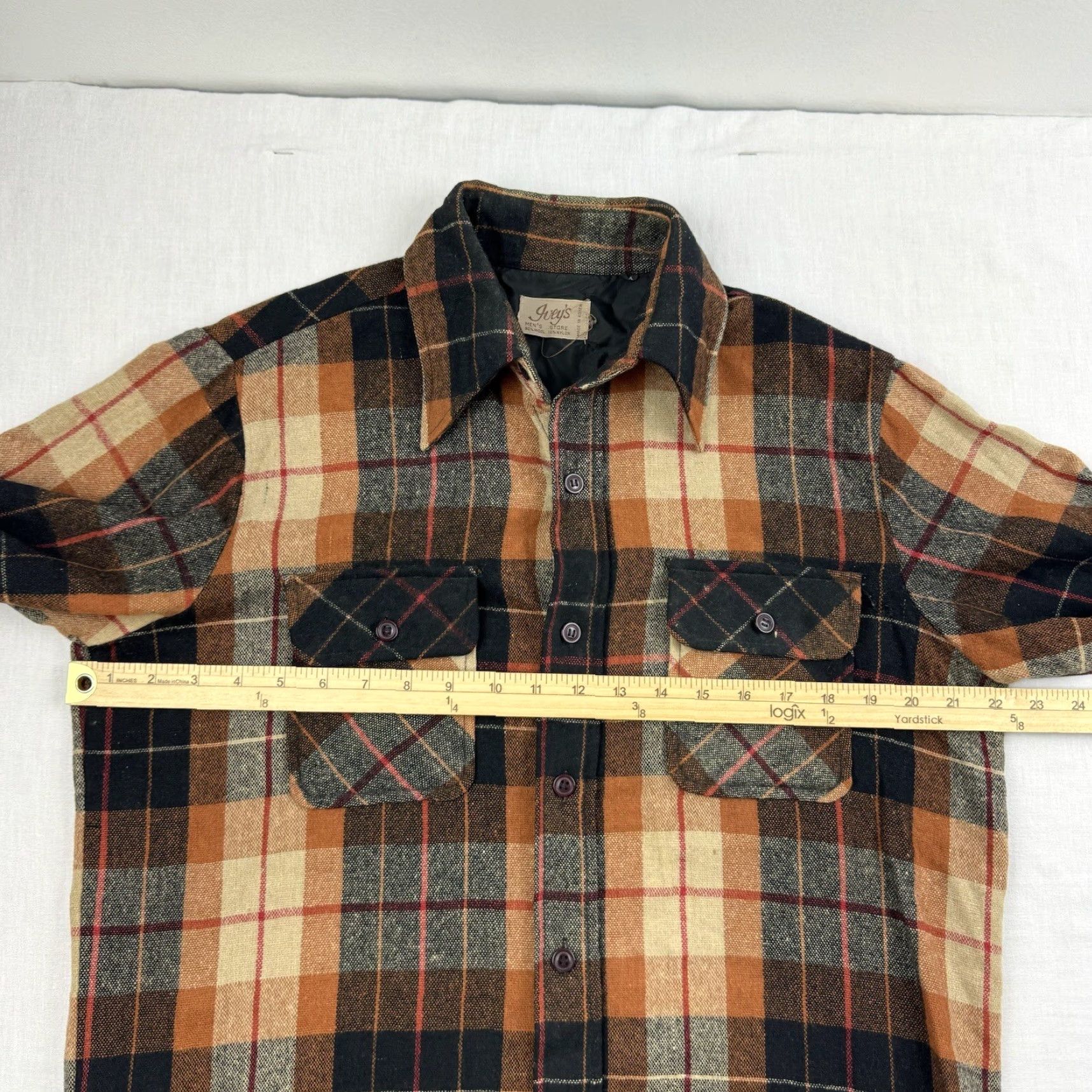 Vintage VINTAGE Joeys Mens Store Button-Up Shirt Adult Medium Orange Plaid Wool Flannel 70s Mens Size US M / EU 48-50 / 2 - 7 Thumbnail
