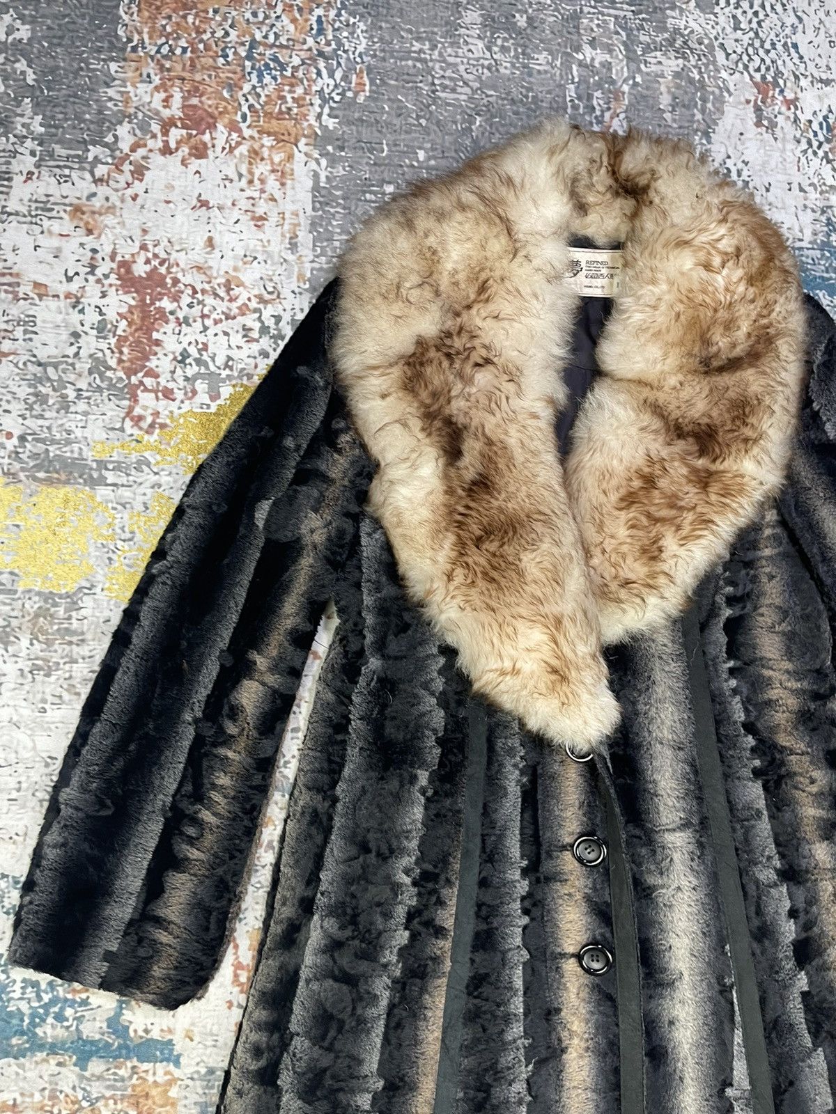 Japanese Brand Vintage Velvet Velour Striped Fur Long Coat Size S / US 4 / IT 40 - 3 Thumbnail