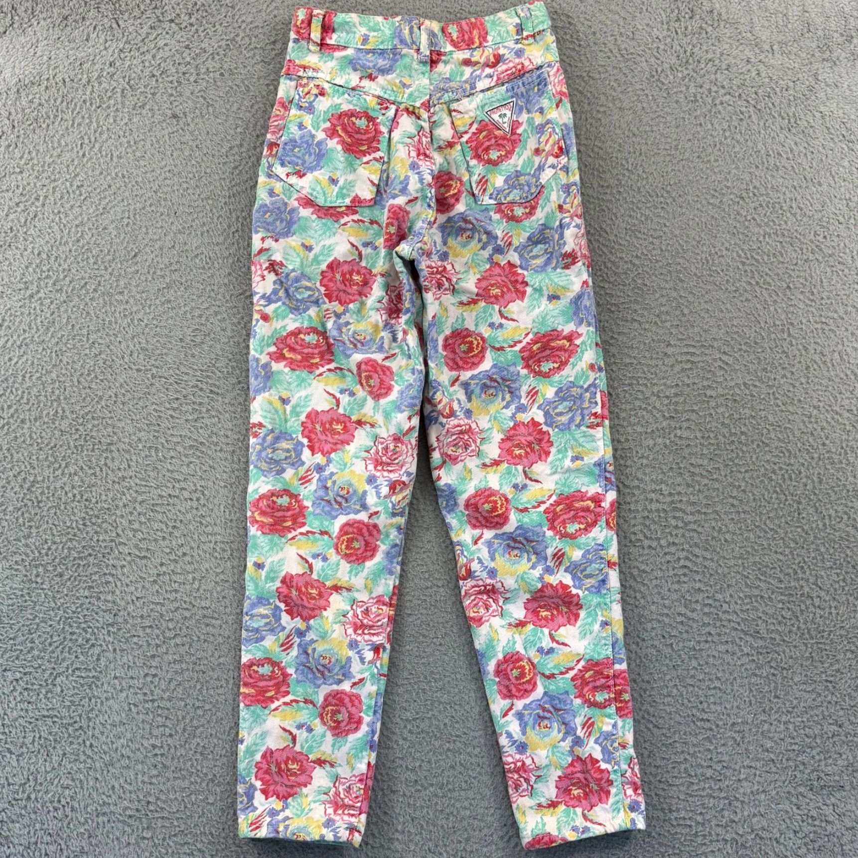 Vintage VINTAGE Palmettos Jeans Juniors 7 High Waisted Floral Pastel 80s Straight Casual Womens Boys? Size 28" / US 6 / IT 42 - 2 Thumbnail