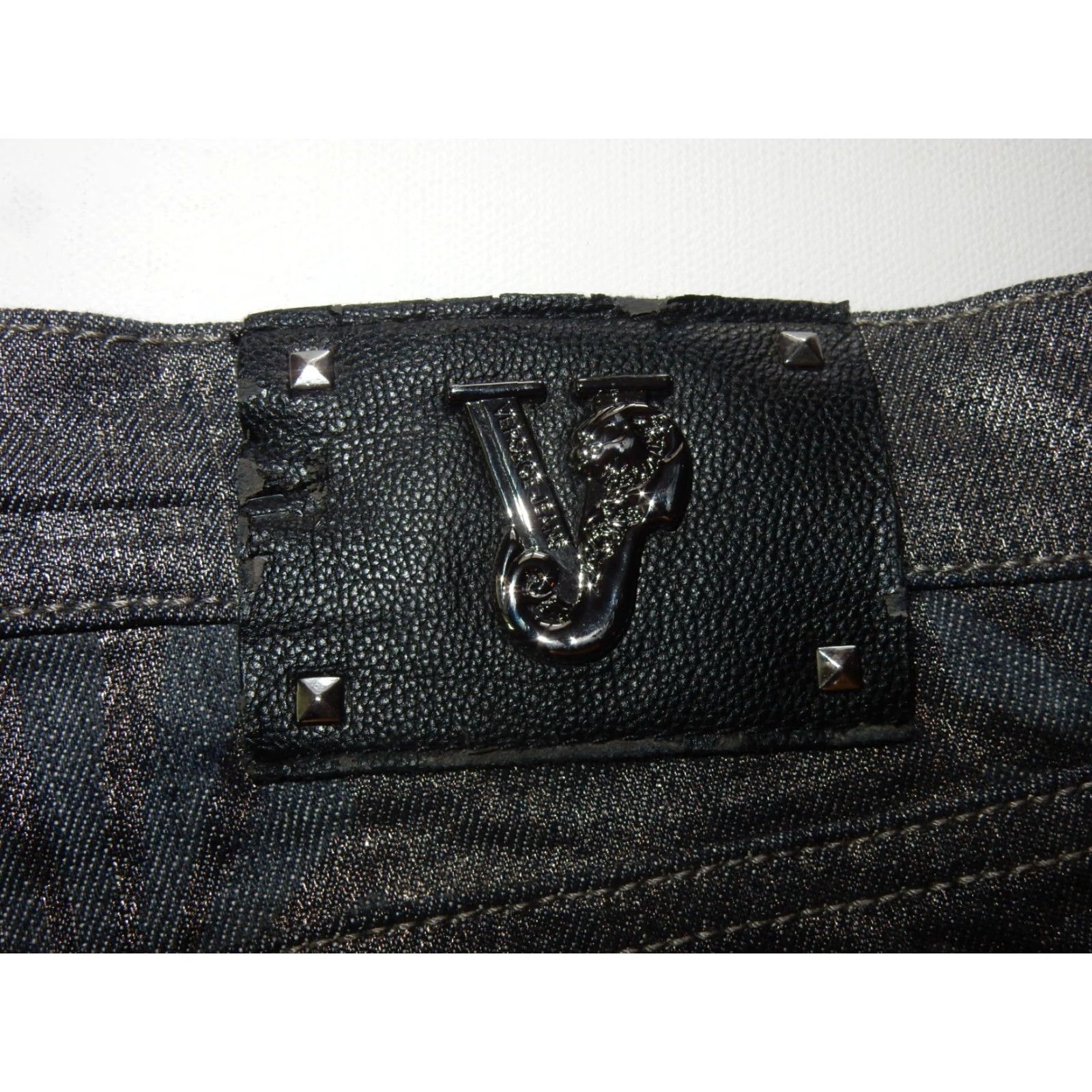 Versace VINTAGE Versace Jeans Men's Gray Denim Size 38x34 Straight Geometric NWT Size US 36 / EU 52 - 3 Thumbnail