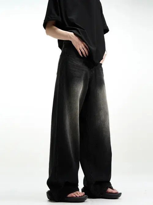 Japanese Brand Vintage High Street Black Straight Leg Wide Jeans Size US 34 / EU 50 - 7 Thumbnail