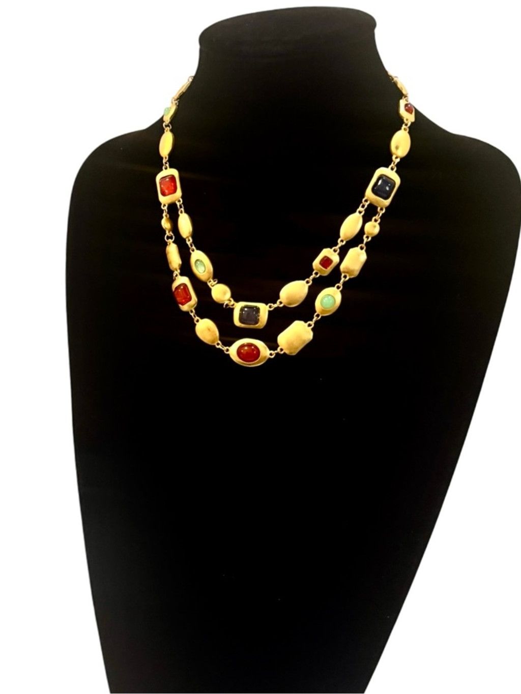 Neiman Marcus Luxury Gold Multi-Stone Double Strand Necklace | NEW Size ONE SIZE - 7 Thumbnail