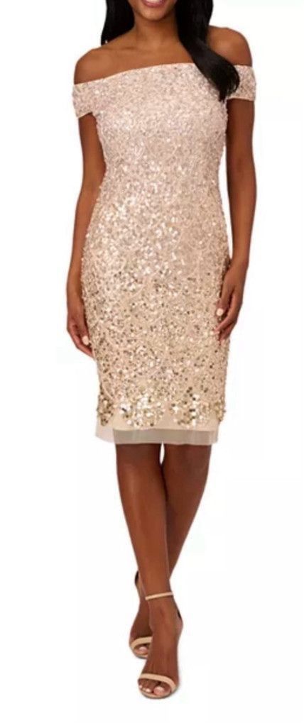Adrianna Papell Women's Adrianna Papell Gold Cocktail Dress Size 6 Size M / US 6-8 / IT 42-44 - 4 Thumbnail
