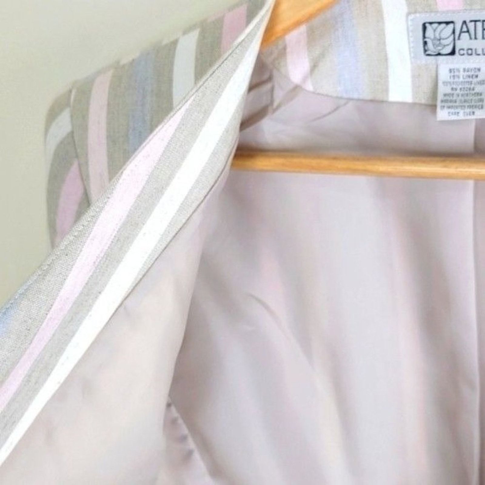 Vintage Atrium Collection Collarless Striped Womens Blazer size M Size M / US 6-8 / IT 42-44 - 8 Thumbnail