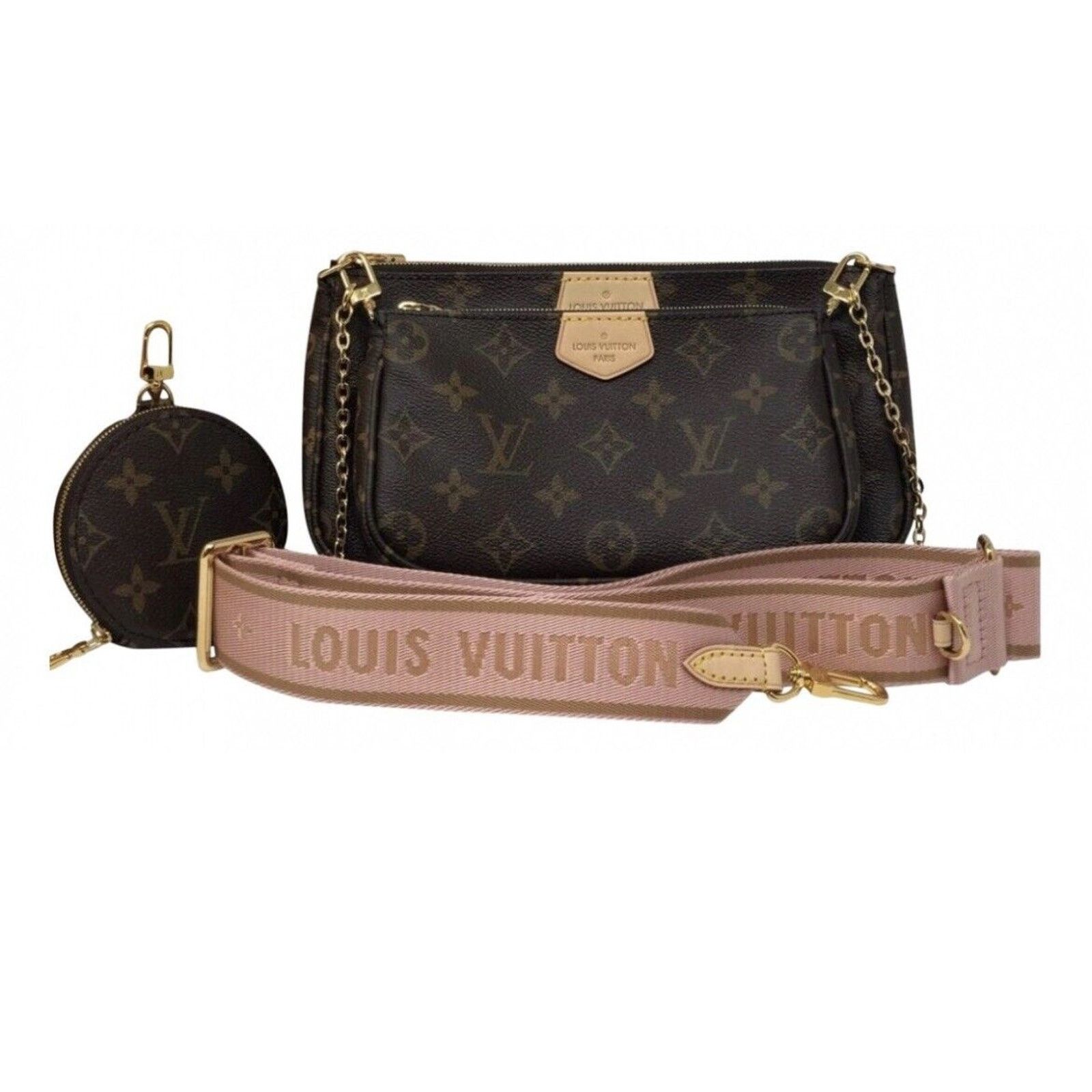 Louis Vuitton LOUIS VUITTON Rose Pink Monogram Canvas Multi Pochette Acc Size ONE SIZE - 11 Thumbnail