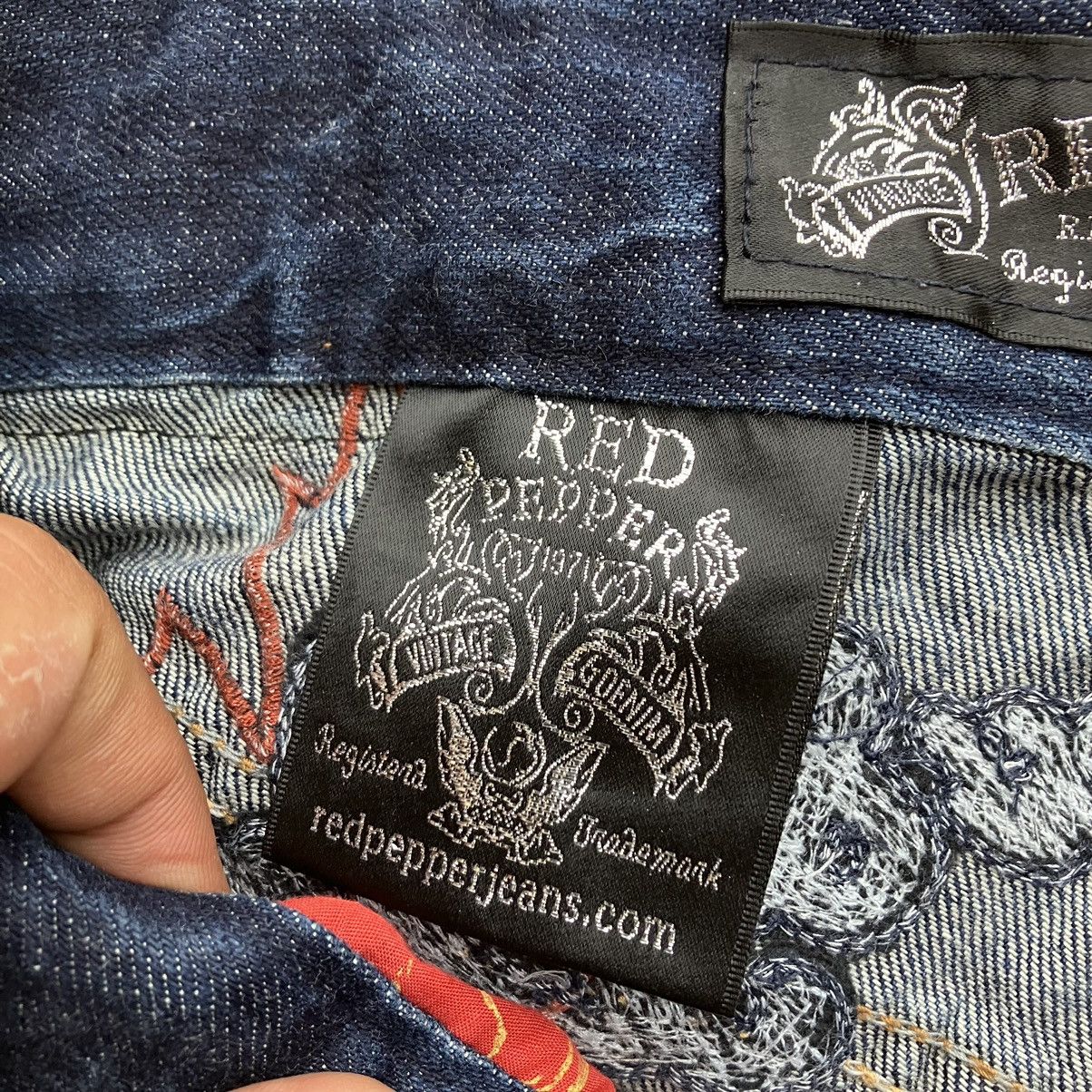 Designer × Vintage RED PEPPER DISTRESSED DENIM UNIQUE POCKET Size US 30 / EU 46 - 6 Thumbnail
