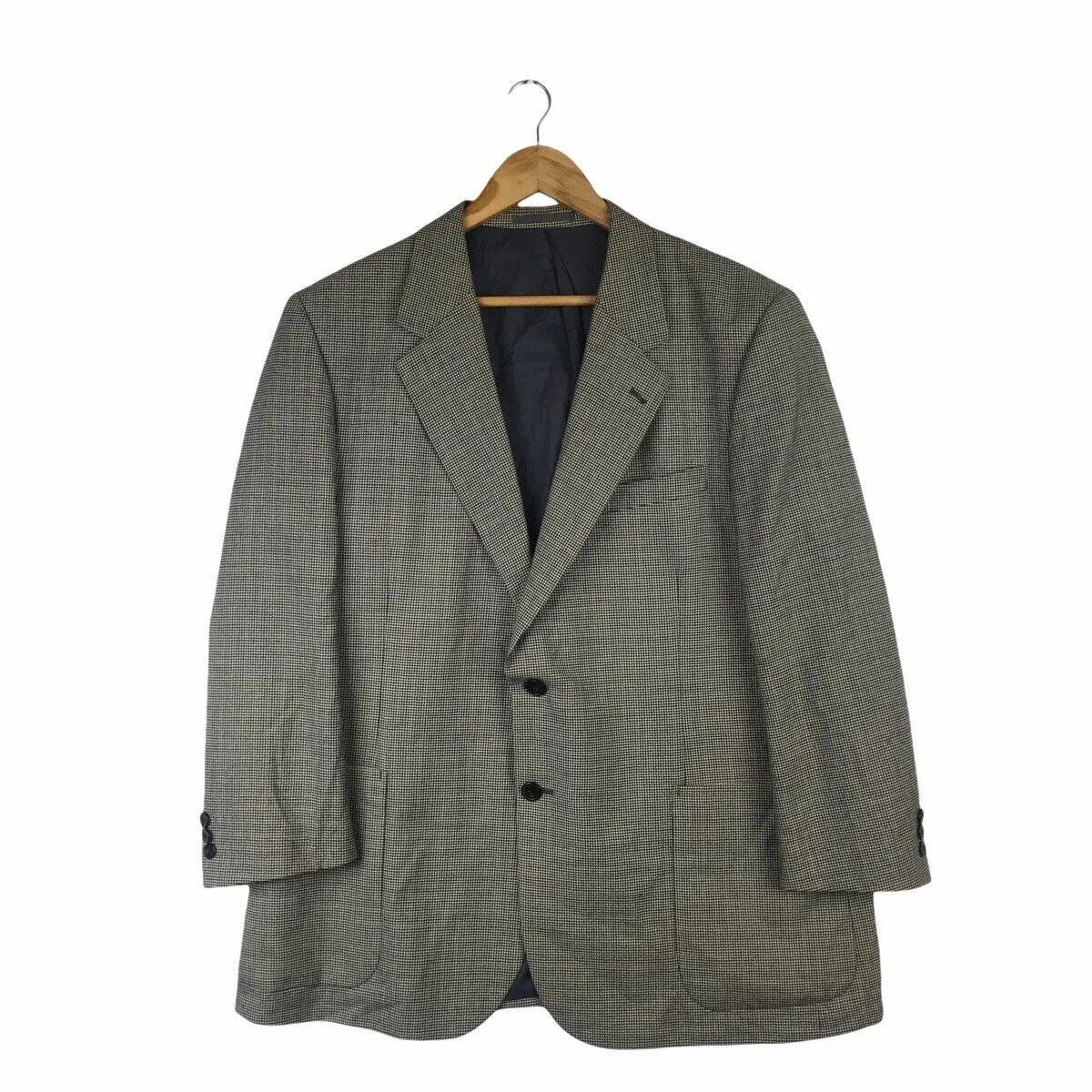 Vtg GIANNI VALENTINO ITALY Houndstooth Pattern Blazer Coat