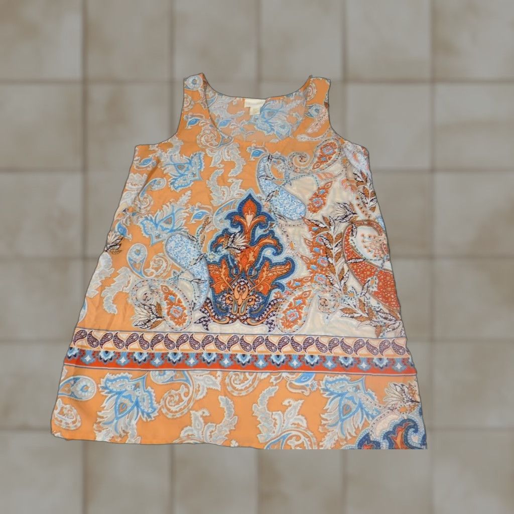 Vintage Lucy & Laurel Blouse Womens S Orange Floral Crew Neck Sleeveless Pullover Button Casual Size S / US 4 / IT 40 - 1 Thumbnail