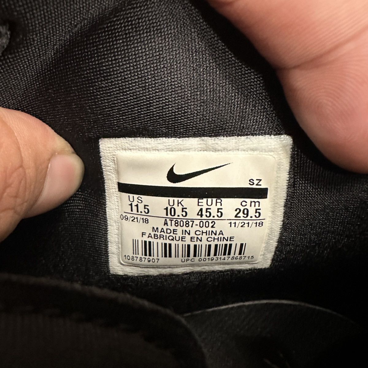 Fear of God × Nike Nike Air Fear Of God Raid ‘Black’ AT8087-002 Size US 11.5 / EU 44-45 - 8 Thumbnail