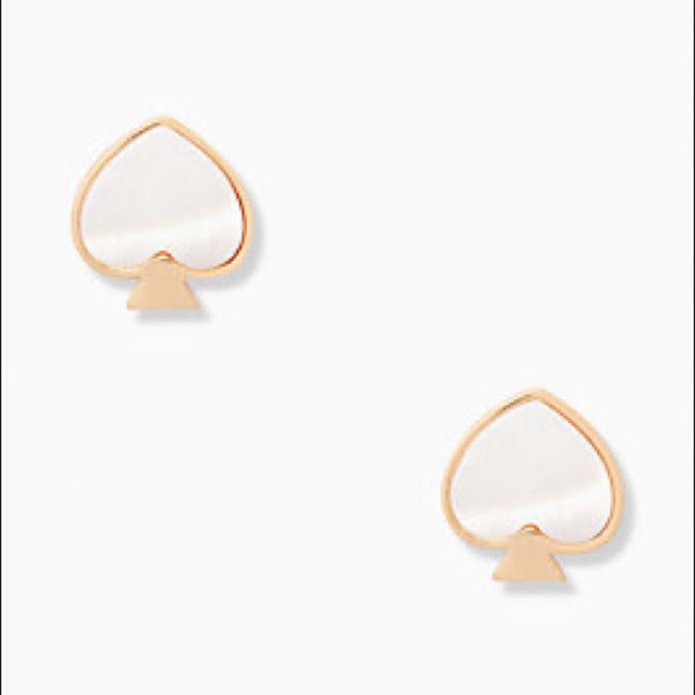 Designer Kate Spade Gold Spade Studs with Blush Stone Size ONE SIZE - 1 Thumbnail