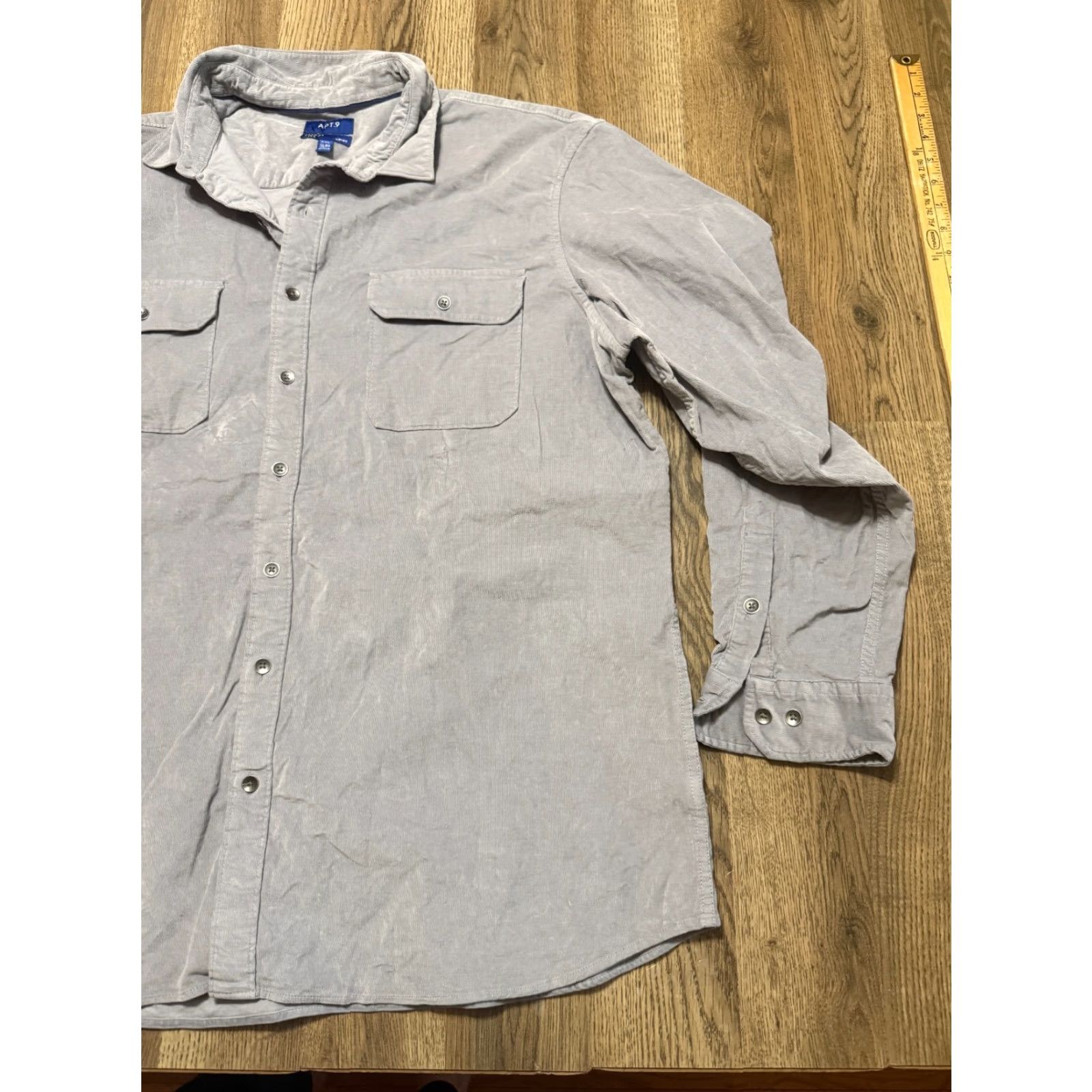 Apt. 9 Apt. 9 Shirt Men's XXL Gray Button Up Long Sleeve Slim Fit Premier Size US XXL / EU 58 / 5 - 3 Thumbnail