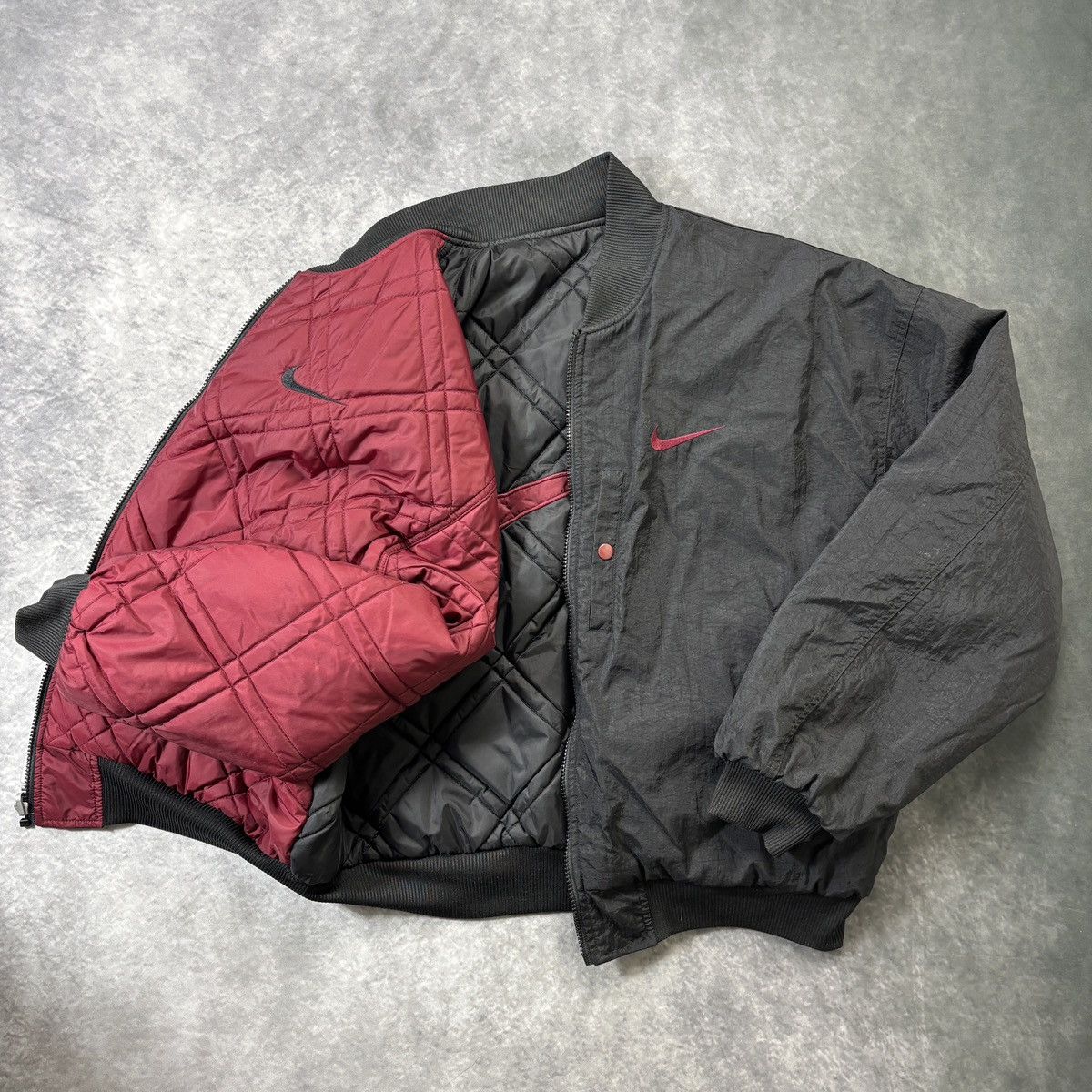 90s Nike Reversible Bomber Jacket Vintage Swoosh Winter Down
