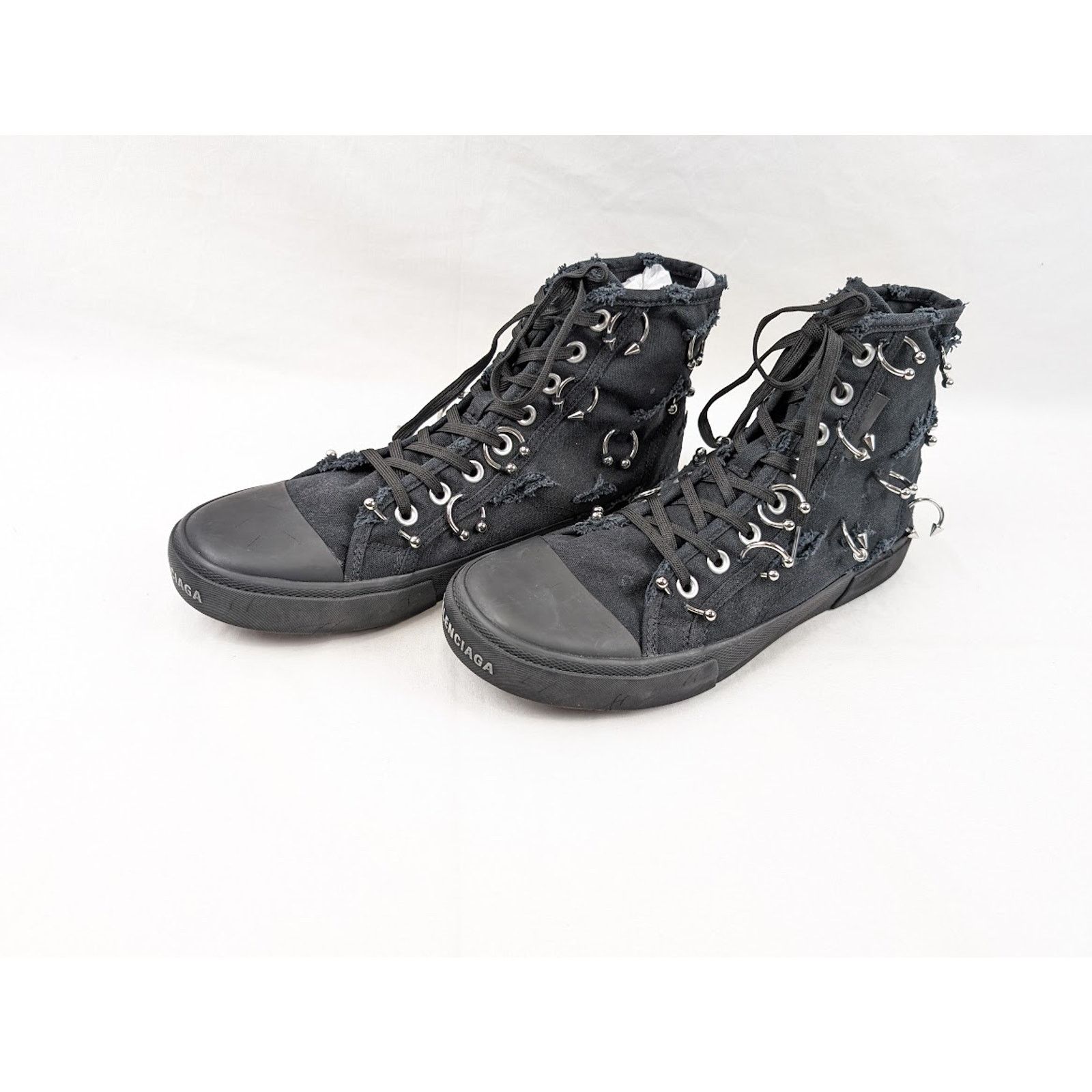 Balenciaga o1rshd1 Destroy Paris High Top Sneakers in Black Size US 9 / EU 42 - 15 Thumbnail