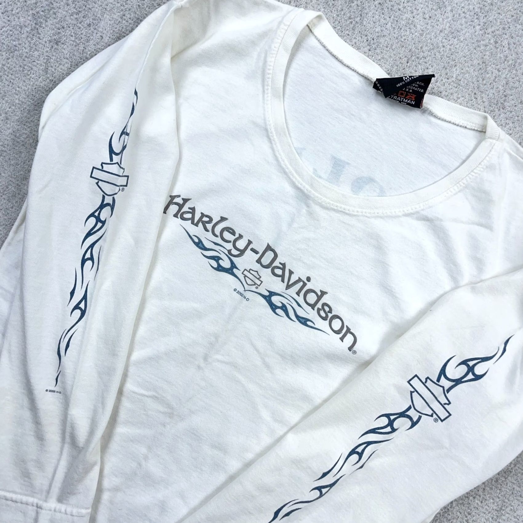 Harley Davidson VINTAGE Harley-Davidson Shirt Women M White Long Sleeve Tee Tattoo 90s Logo Graphic Print Size M / US 6-8 / IT 42-44 - 4 Thumbnail