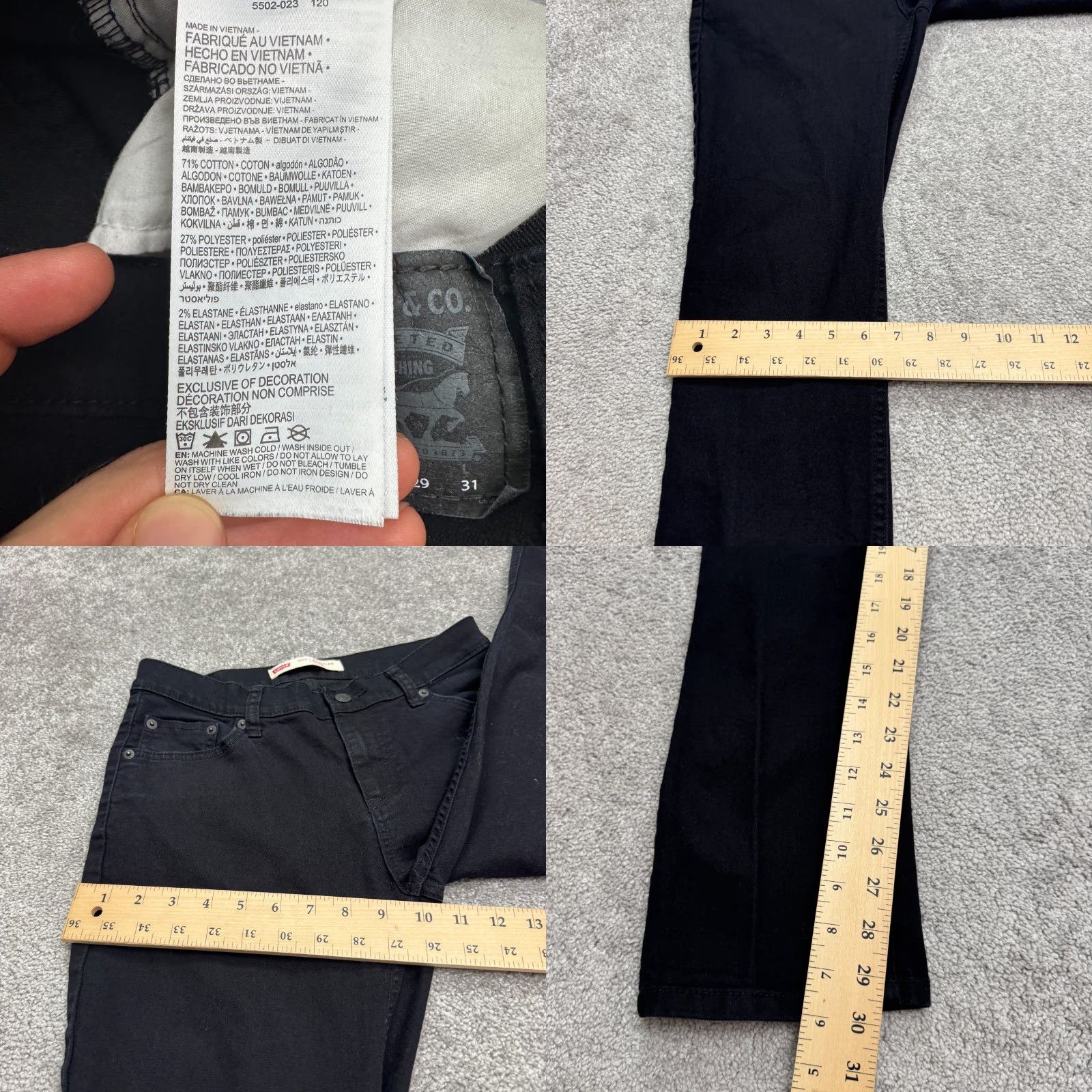 Levi's Levi's 502 Denim Jeans Women's Regular Taper 30x30 Black Dark Wash Mid Rise 18 Women's Jeans Size 40" / US 18 - 8 Thumbnail