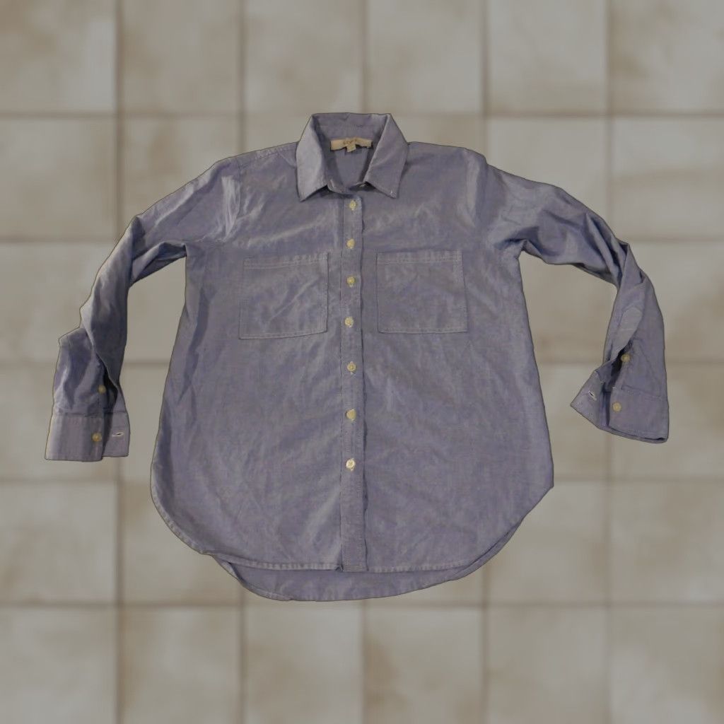 Loft LOFT Button-Up Shirt Womens XS Blue Long Sleeve 100 Percent Cotton Casual Size XS / US 0-2 / IT 36-38 - 1 Thumbnail