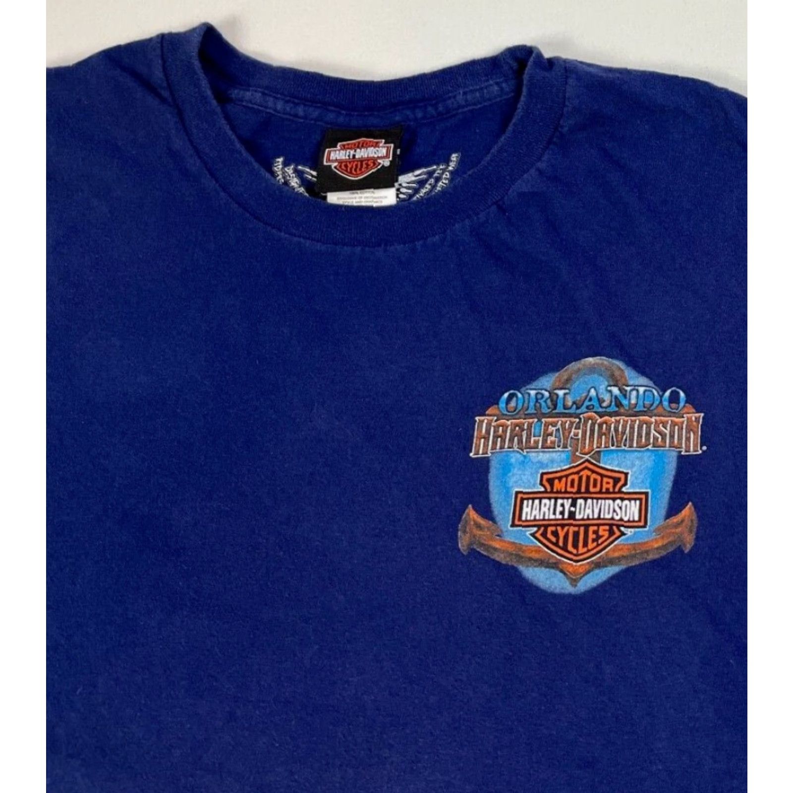 Harley Davidson Harley-Davidson Men's T-Shirt Shirt Short Sleeve Crew Navy Blue 3XL Double-Sided 2016 Orlando, FL Size US XXL / EU 58 / 5 - 5 Thumbnail