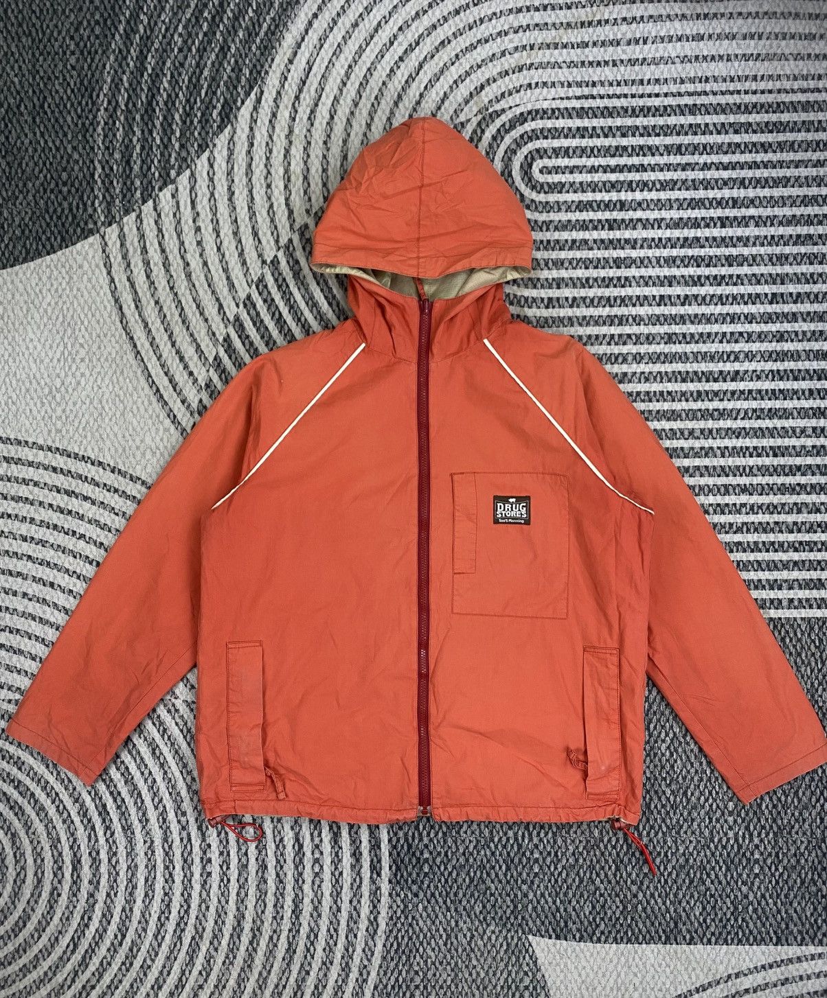 Japanese Brand Vtg Drug Store Orange Hooded Zip-Up Jacket Size US M / EU 48-50 / 2 - 1 Thumbnail