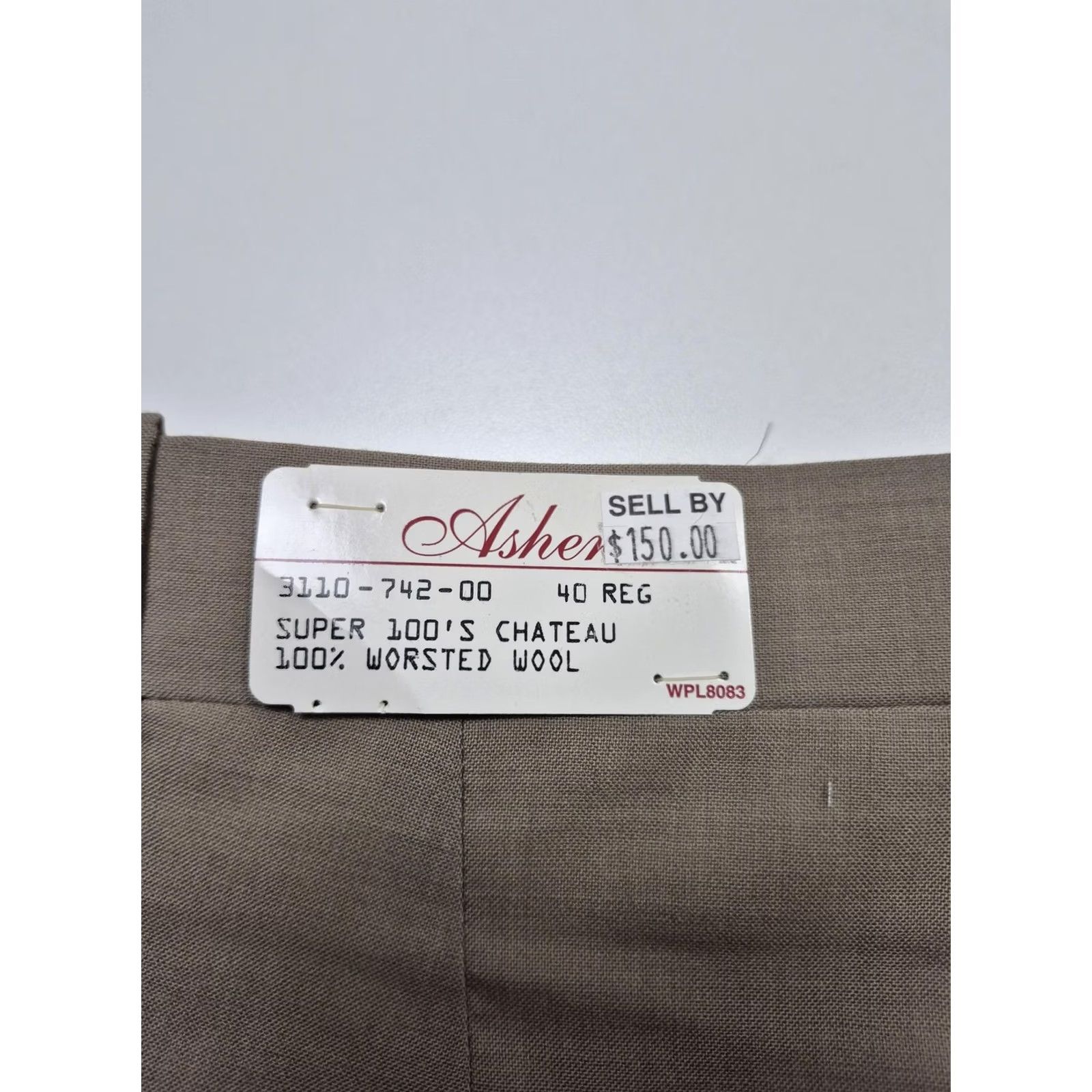 Essentials Asher Essentials Dress Pants Mens 40x36 Beige Wool Super 100 Unhemmed Flat Front Slim/Classic Front Size US 40 / EU 56 - 5 Thumbnail