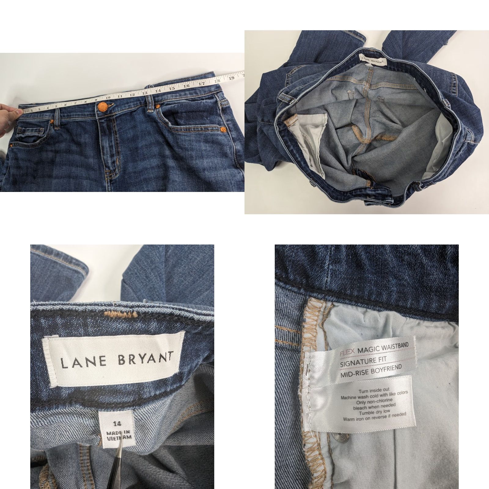 Vintage Lane Bryant Jeans Boyfriend 14 Blue Cotton Blend Denim Mid Rise Relaxed Slimming Comfort Stretch Plus Womens N/A Size 36" / US 14 / IT 50 - 8 Thumbnail