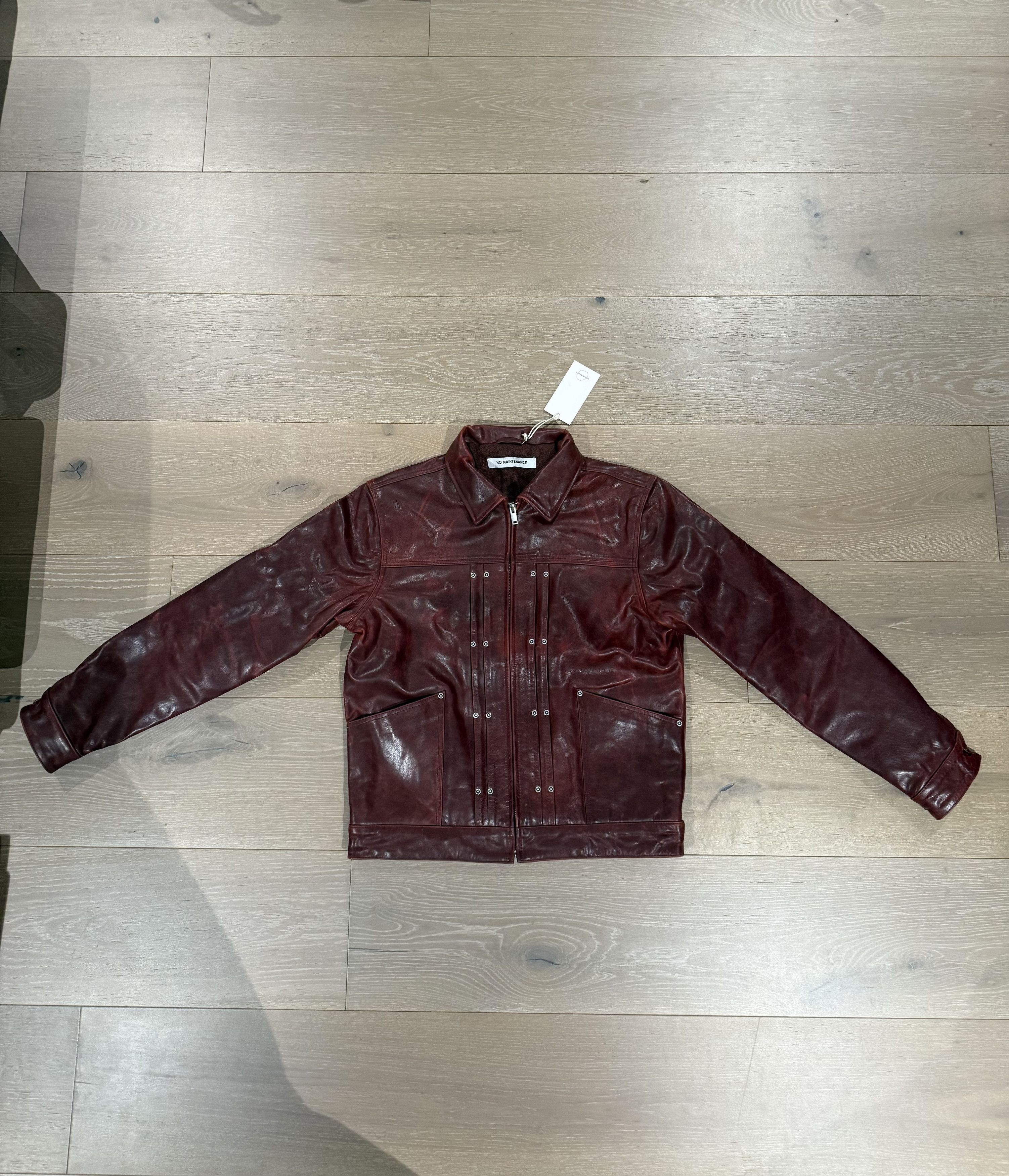 No Maintenance 💚 No Maintenance Double Rivet Leather Jacket Oxblood NEW Size US M / EU 48-50 / 2 - 7 Thumbnail