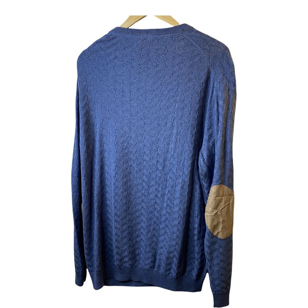 Tasso Elba Tasso Elba Moonlite Blue Chevron Knit Crewneck Sweater XL Size US XL / EU 56 / 4 - 2 Thumbnail