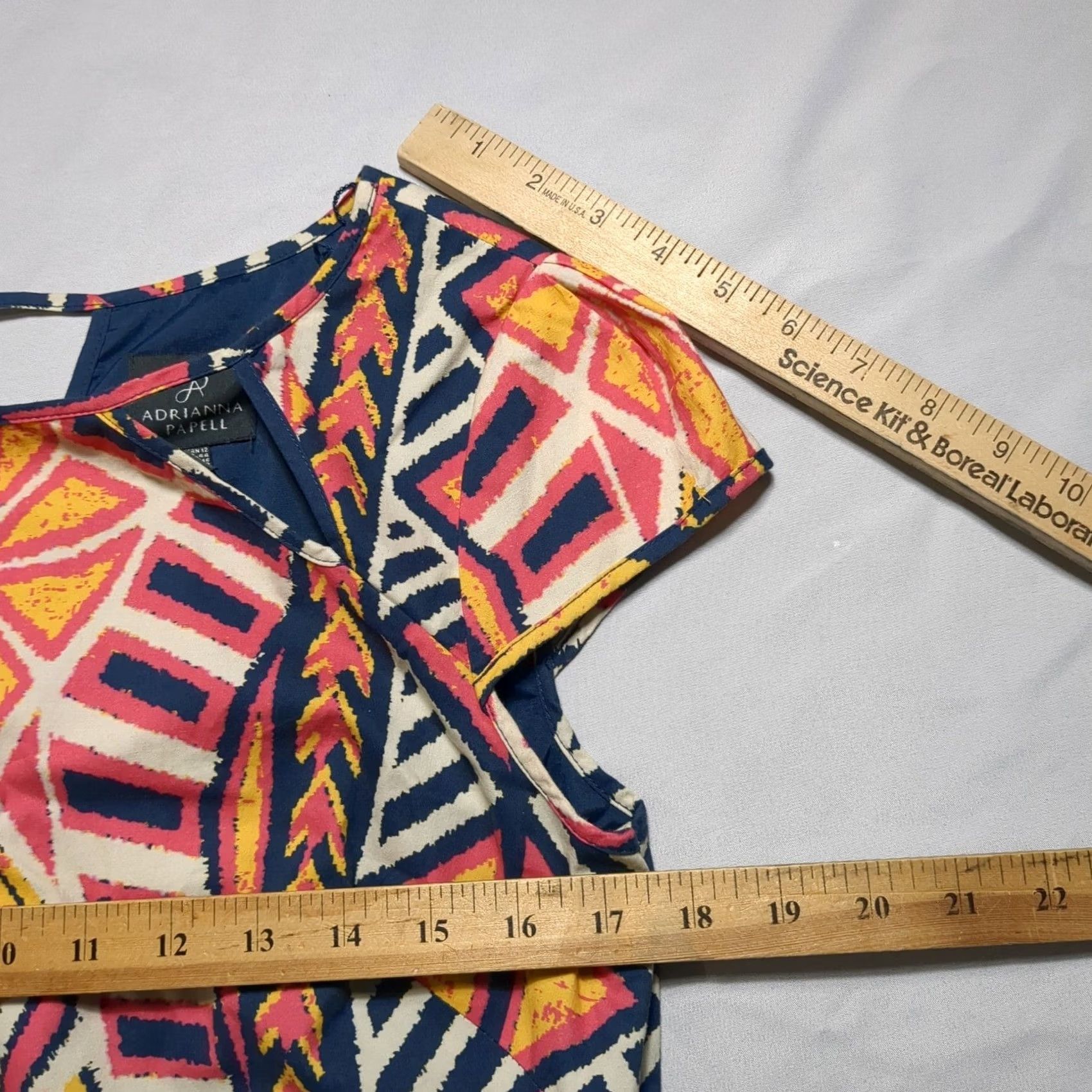 Adrianna Papell Adrianna Papell Women Geometric Tribal Print Sheath Dress Navy Blue Pink Size 12 Size XL / US 12-14 / IT 48-50 - 6 Thumbnail