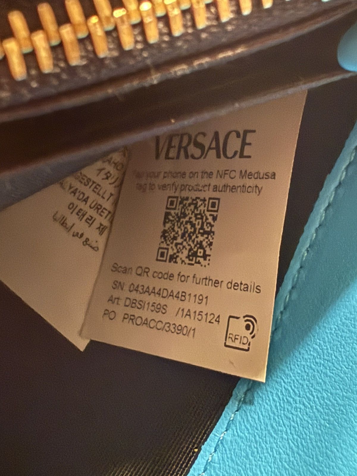 Versace Blue Versace Wallet on Gold Crossbody Chain Size ONE SIZE - 6 Thumbnail
