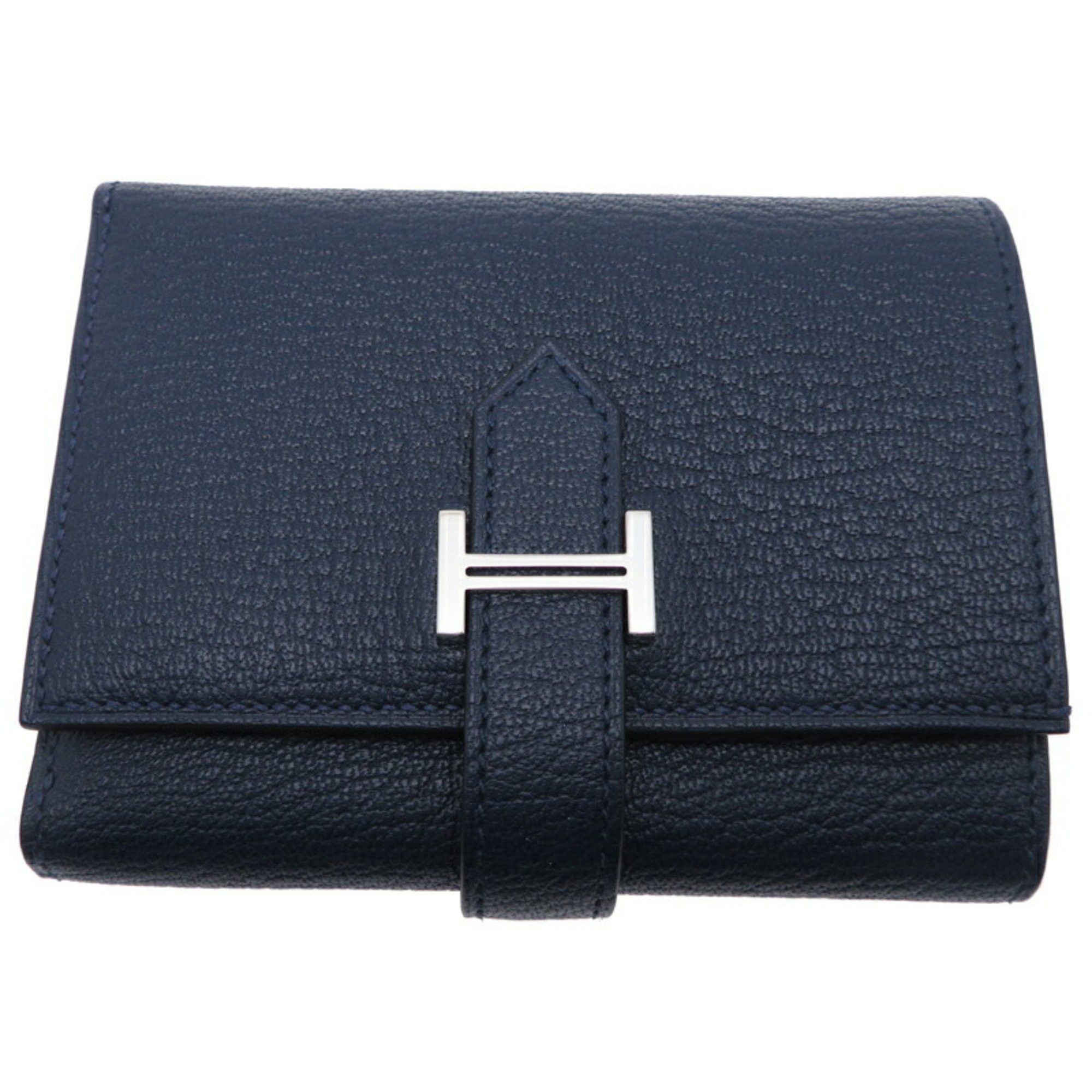 Hermes Hermes W stamp 2024 Bearn Combination Women's Tri-fold Wallet Chevre Navy Size ONE SIZE - 1 Thumbnail