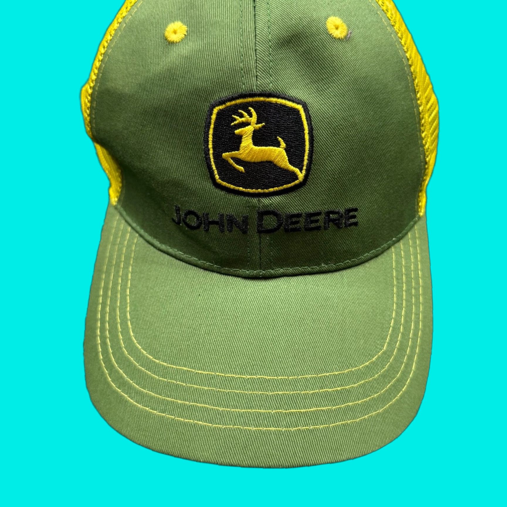 John Deere John Deere Trucker Hat Green Yellow Adjustable Men's One Size Lightweight Snapback Hat Size ONE SIZE - 1 Thumbnail