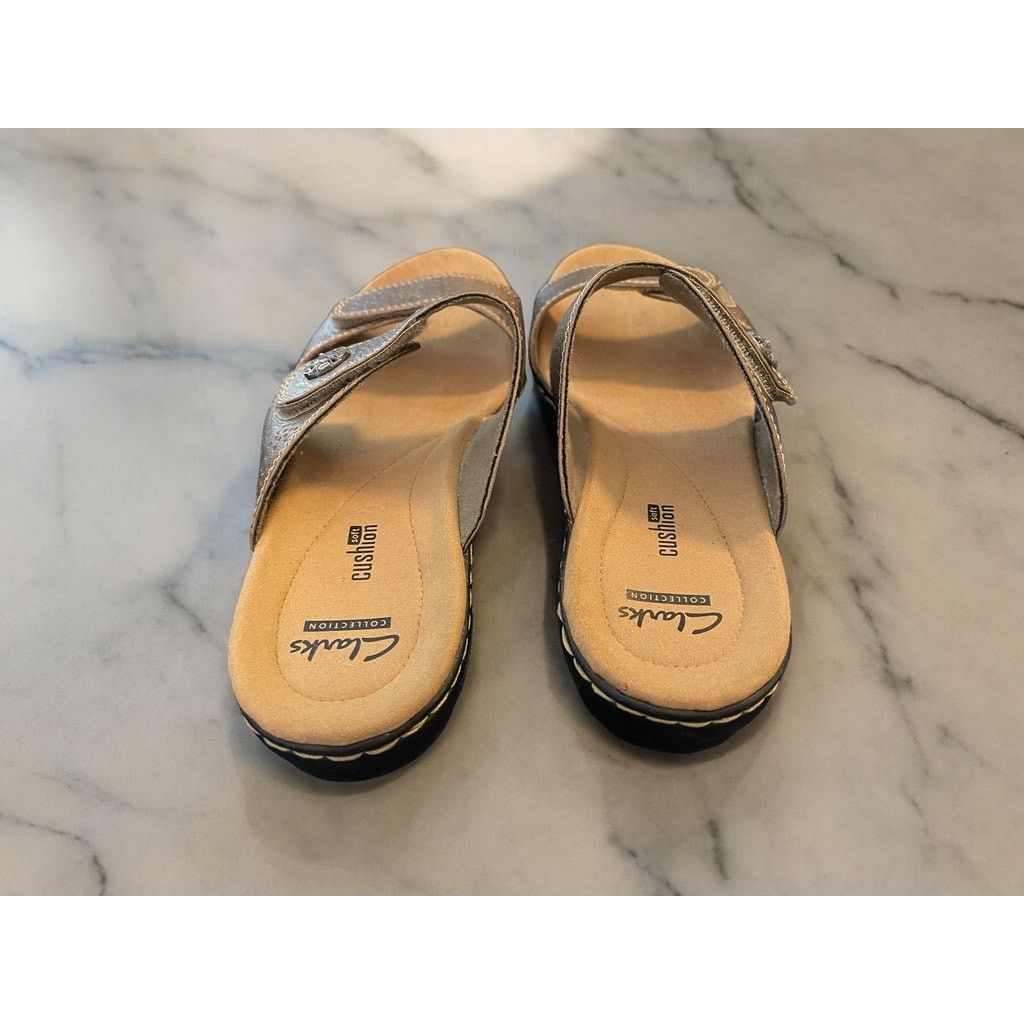 Clarks Clarks Collection Gold Sandals Shoes Leather Flats Sz 6.5 Size US 6.5 / IT 36.5 - 4 Thumbnail